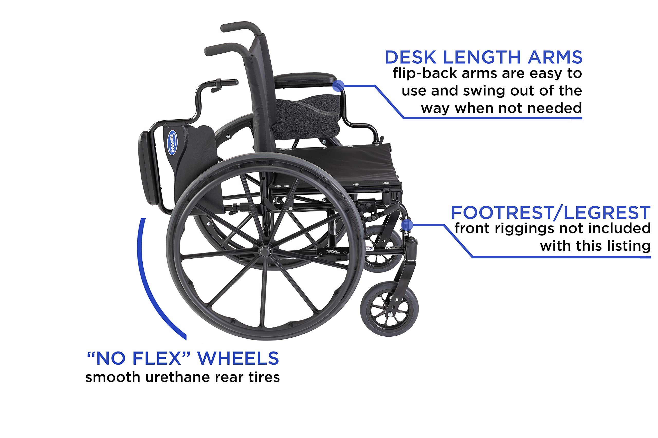 Invacare 9000 XT Lightweight Wheelchair - High Performance, Desk-Length Arms, 20