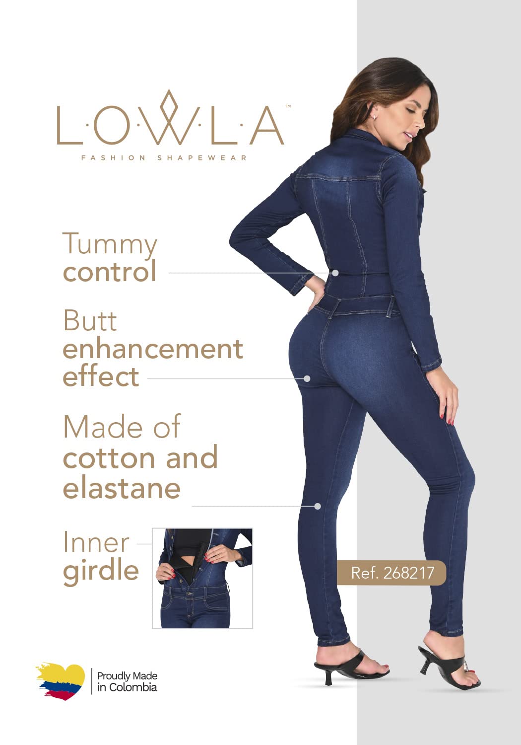 L.O.W.L.A SHAPEWEAR Women's Butt Lifting One-Piece Jumpsuit & Colombian Jeans - Slimming Bodysuit for Tummy Control & Booty Enhancement | Perfect for Date Night, Workwear & Special Occasions