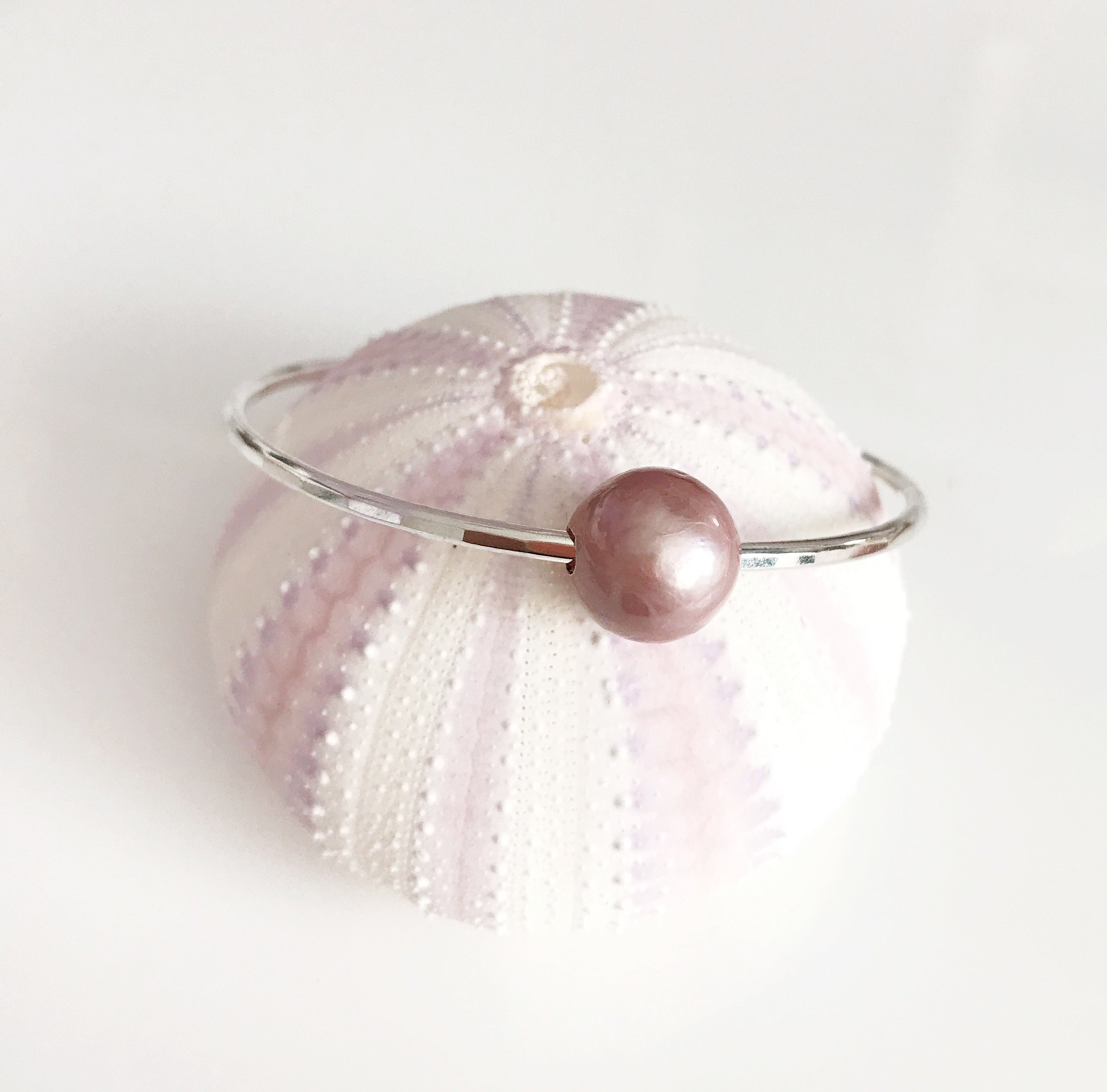 Lavender Pearl Bangle Bracelet - MIKA B345 | Elegant Handmade Jewelry for Women, Perfect for Weddings, Parties & Special Occasions