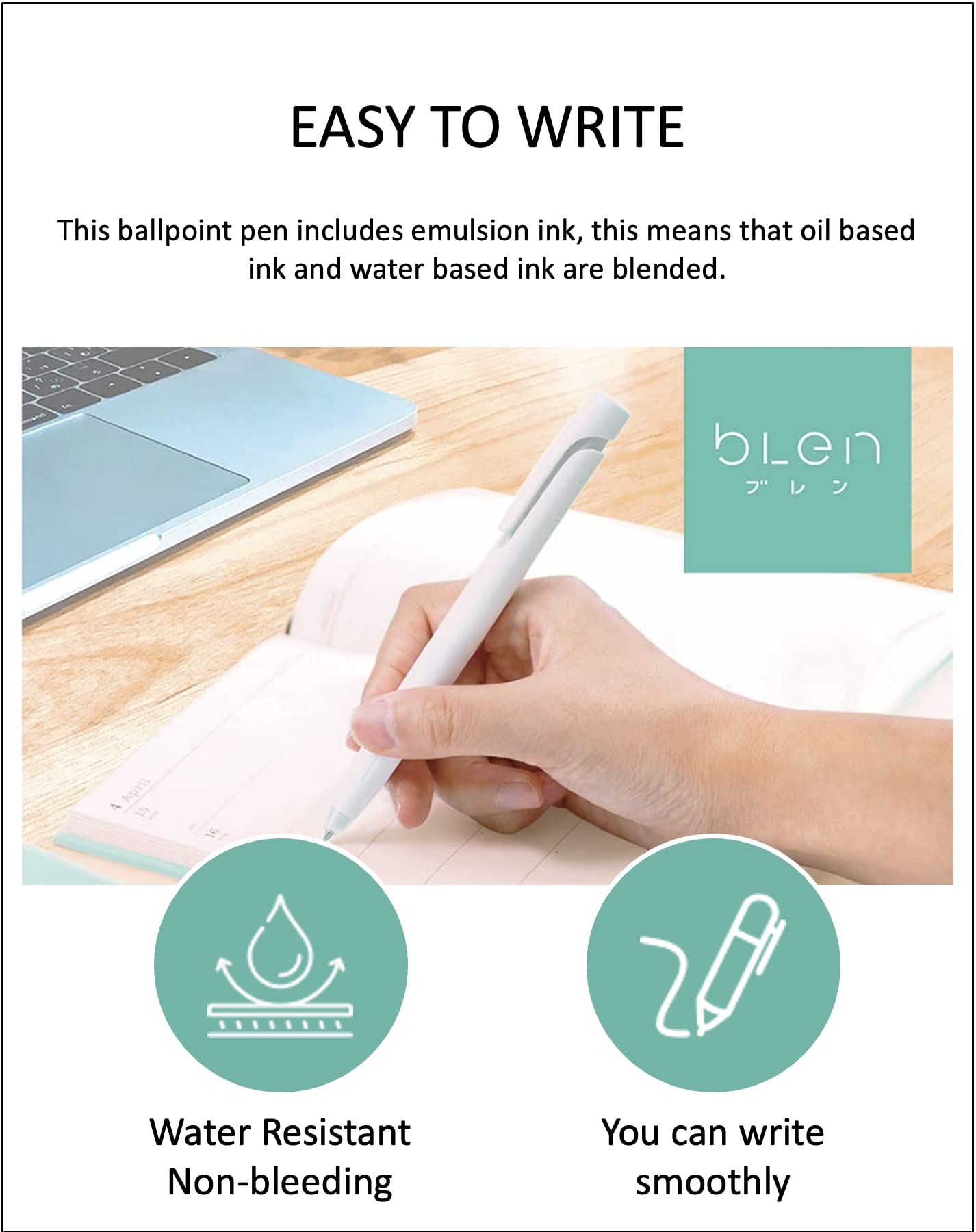 Zebra Blen Retractable Ballpoint Pen 0.5mm Fine Point - 10 Pack Black Ink with Gray Body & Sticky Notes Value Set - Perfect for Office, School, and Home Use