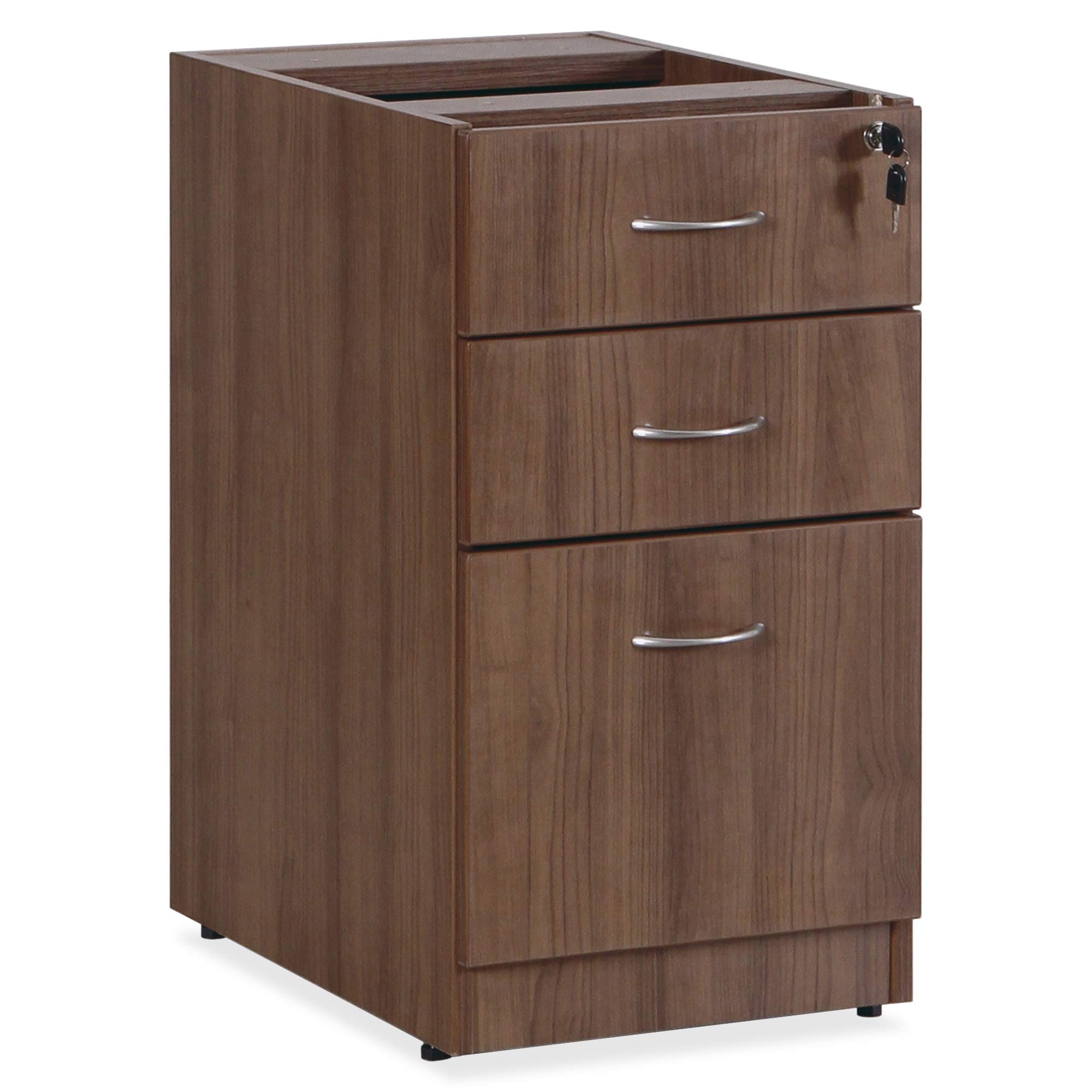 Lorell Essentials Walnut Bookcase/Book File/Fixed Pedestal - Stylish Home & Office Storage Solution for Books, Files, and Essentials