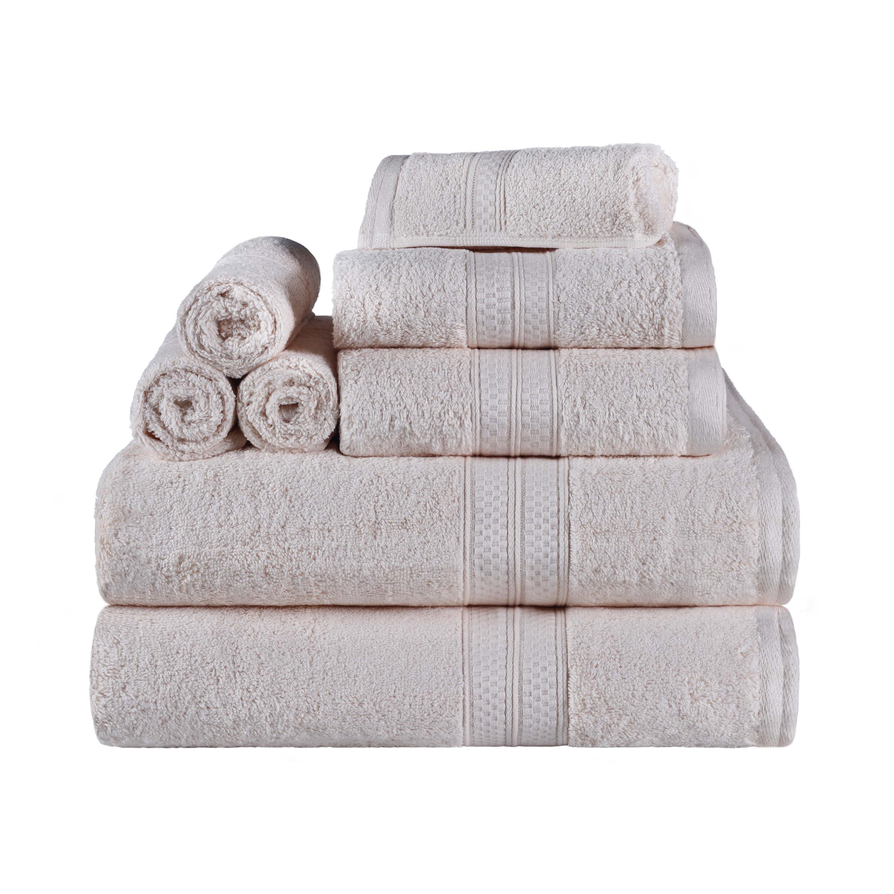 Ultra Soft Rayon Bamboo Cotton Blend 8-Piece Towel Set | Luxury Bath & Beach Towels for Spa, Pool & Home Use