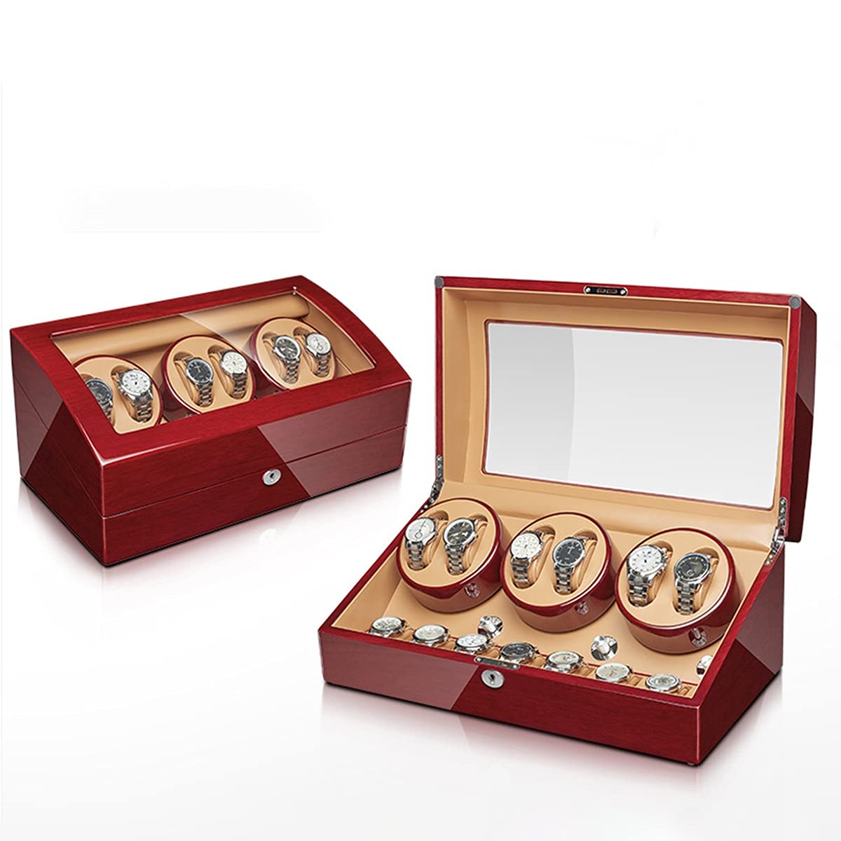 Automatic Watch Winder Box with Silent Mabuchi Motor - Wooden Display Case with Flexible Watch Pillows for Men & Women - Luxury Watch Storage for Home, Office & Travel
