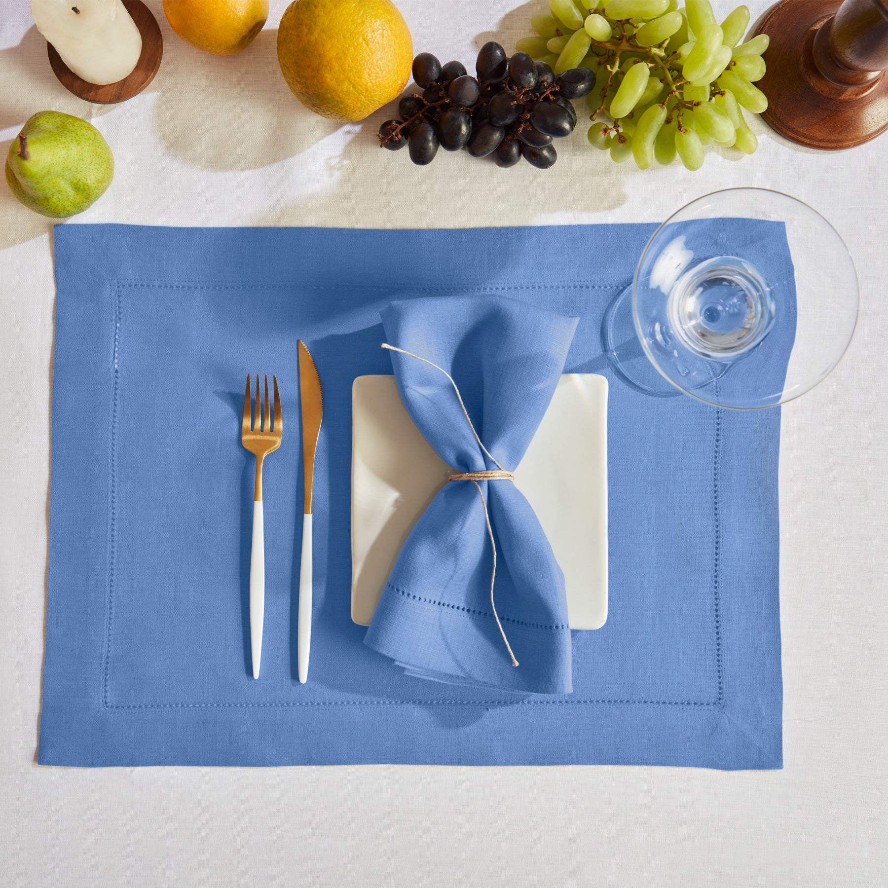 Sonoma Hemstitch Placemats Set of 4 - Premium Cotton Table Mats for Dining - Perfect for Dinner Parties, Holiday Meals & Home Decor