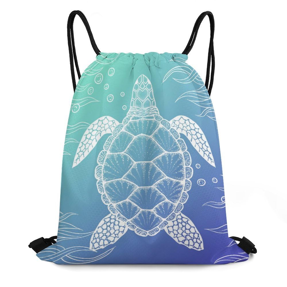 **Waterproof Turtle Drawstring Backpack - Sports & Gymnastics Grip Bag for Men & Women - Durable Pull String Storage Bag - Perfect for Gym, Beach, Travel & Outdoor Activities**