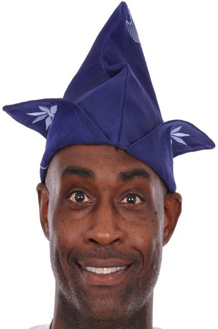 Blue Abeti Aja Aso Oke Hat DPH599 - Traditional Nigerian Wedding Hat for Brides & Cultural Events