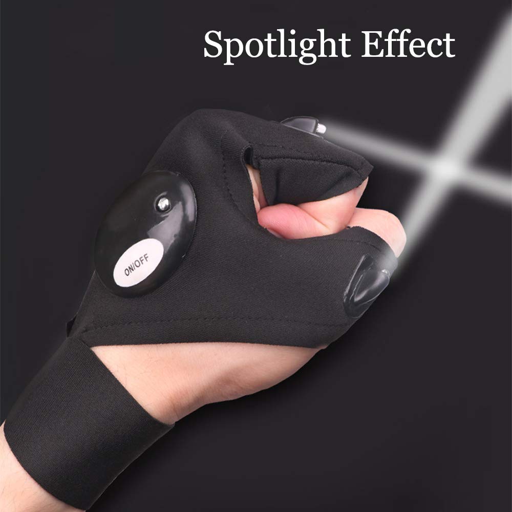 LED Flashlight Gloves for Men & Women - Fingerless Night Lighting Gloves with Bright LED Lights | Perfect for Camping, Fishing, Hiking, Outdoor Activities & Working in Dark Places - Cool Gadgets & Unique Gifts for Handymen & Adventurers