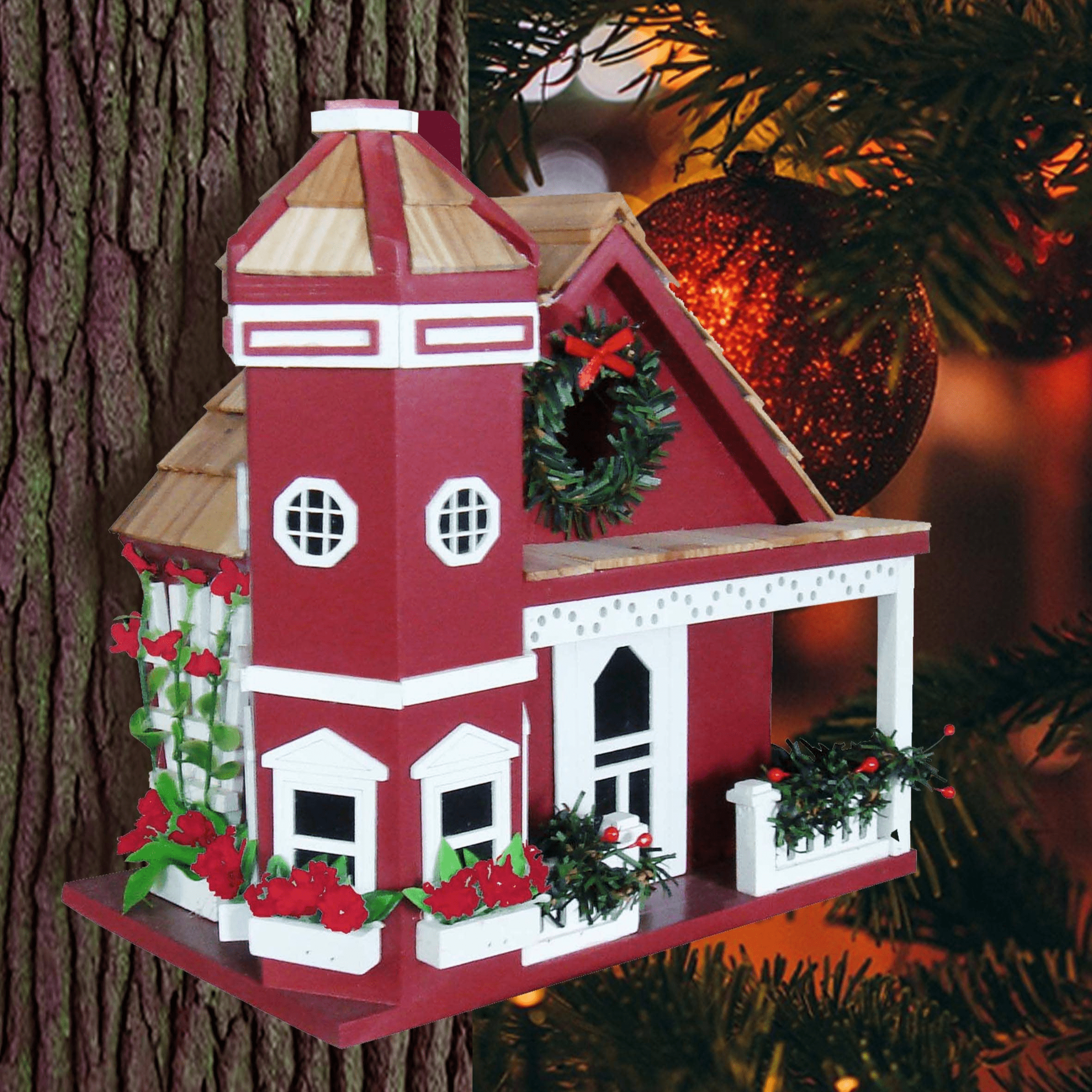 Yuletide Cottage Birdhouse - Handcrafted Wooden Birdhouse for Outdoor Garden Decor, Perfect for Christmas & Winter Season - Attract Birds & Enhance Your Garden Aesthetic
