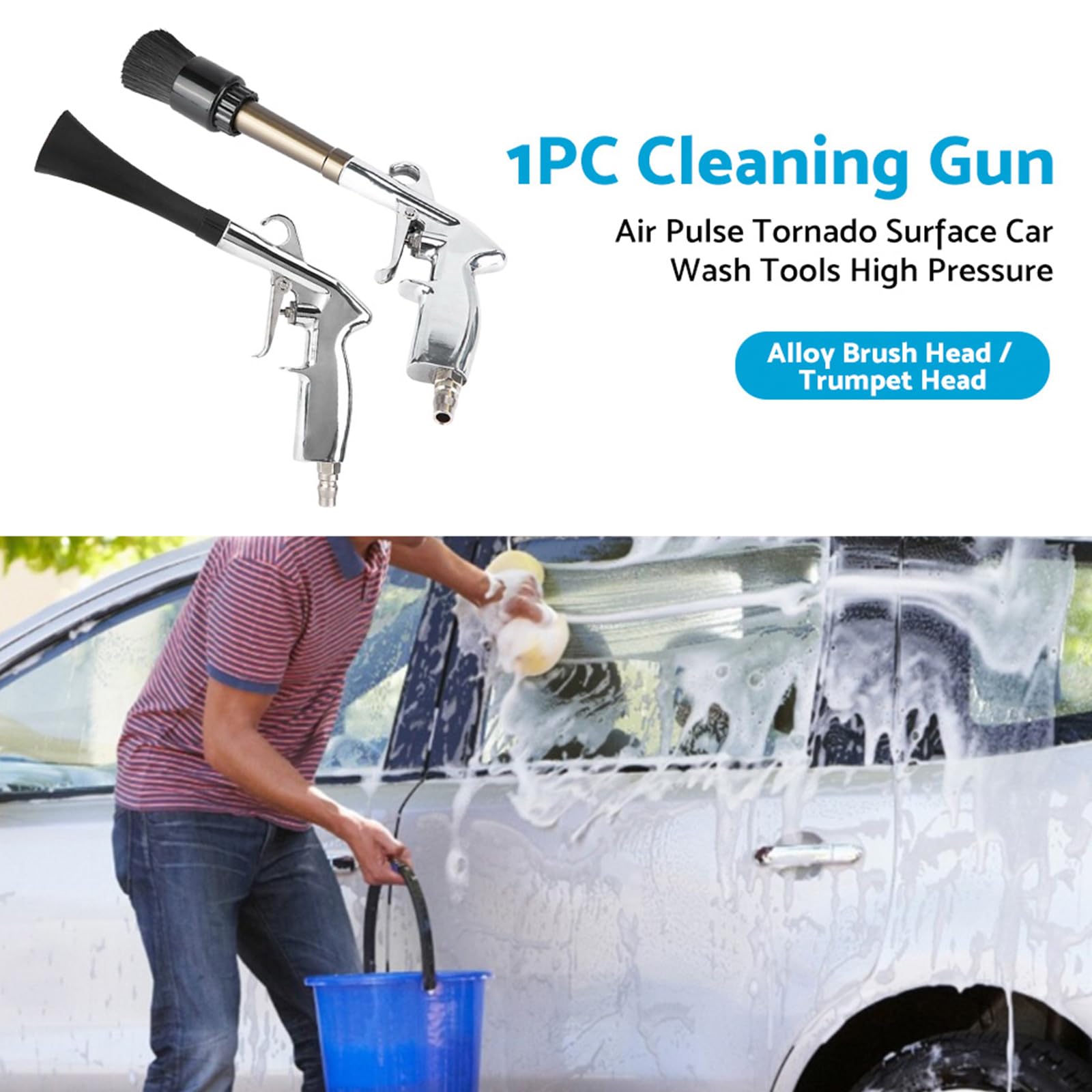 ALINREDBX 0.8Mpa High Pressure Car Wash Gun with Trumpet Nozzle - Interior & Exterior Vehicle Cleaning Tool for Detailing, Washing, and Water Blasting - Perfect for Cars, Trucks, and Motorcycles