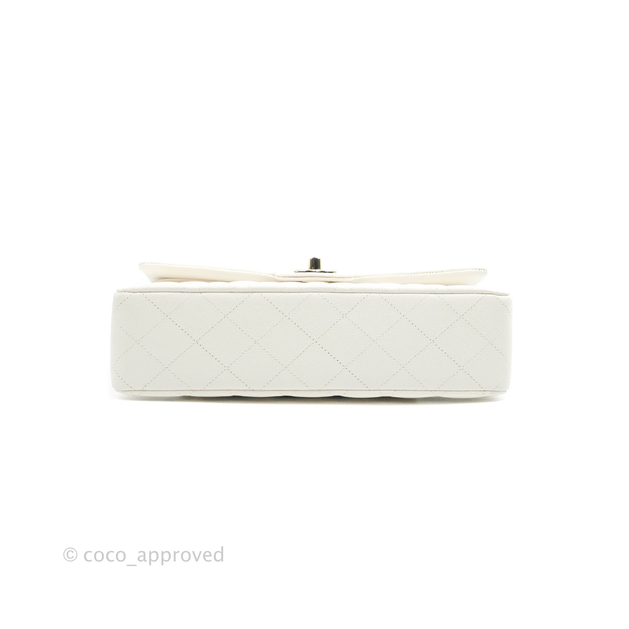 Chanel Classic Medium Double Flap Bag in White Caviar Leather with Gold Hardware - Perfect for Luxury Everyday Wear & Special Occasions