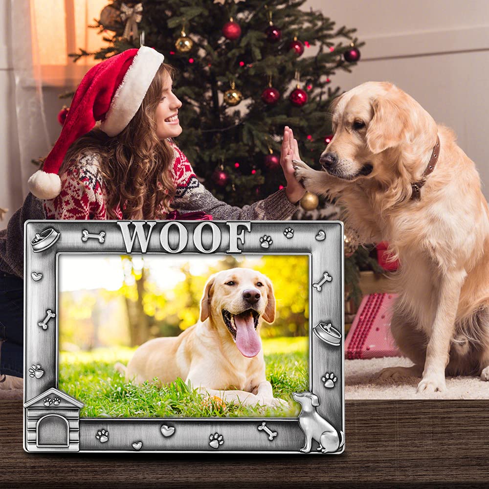 LASODY Metal Dog Photo Frame - Tabletop Picture Frame for Dog Lovers, Pet Memorial, Dog House Decor - Perfect Gift for Dog Owners (Home, Office, Nursery Decor)