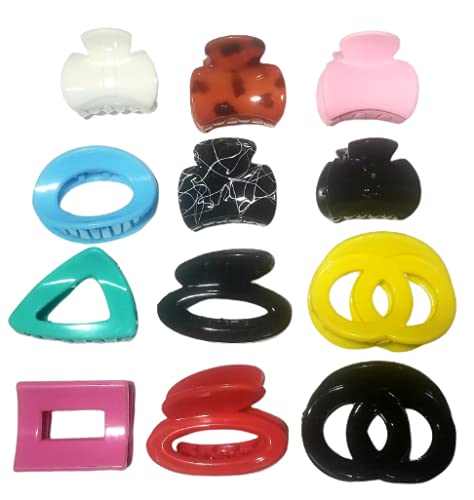 Best Plastic Hair Claw Clips for Women & Girls - 12 Pack Hair Clutchers for Ponytails, Buns & Updos - Strong Hold Hair Accessories for Daily Styling