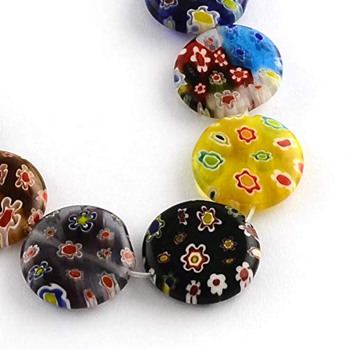 Mixed Colors, Flat Round with Flower
