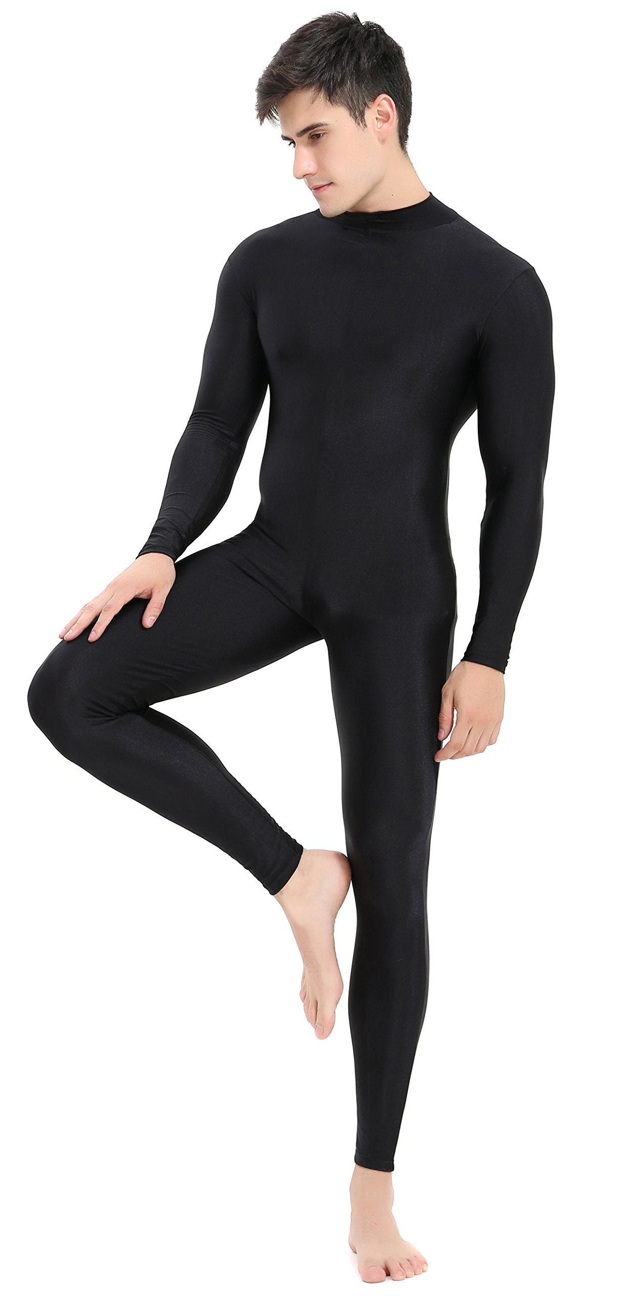 Speerise Men's Spandex Bodysuit - Long Sleeve Unitard with Zipper, Dance Leotard for Men - Perfect for Costumes, Performances, Yoga & Workouts