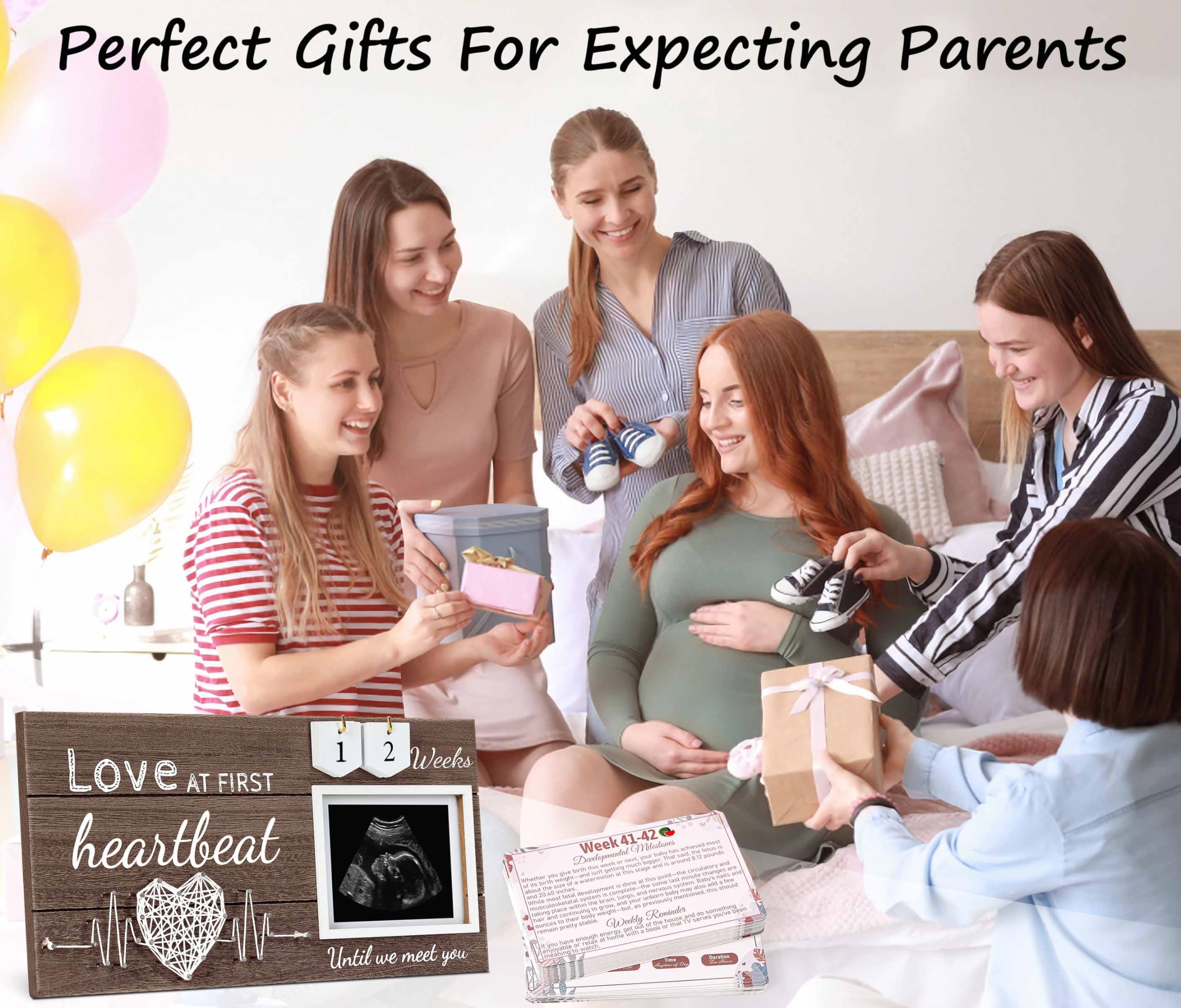 Garybank New Mom Gifts 2024 - Ultrasound Picture Frame with Pregnancy Milestone Cards & Activity Cards, Gender Reveal Gift for Expecting Women - Perfect Baby Shower Gift for Sister, Best Friend or Wife (Great for Pregnancy Announcements & Nursery Decor)
