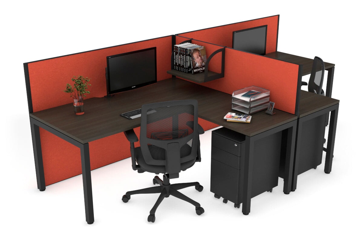 Quadro Square Legs 2-Person Corner Workstation - T-Shaped Office Desk [1400L x 1800W with Cable Management] | Perfect for Home Office & Collaborative Workspaces