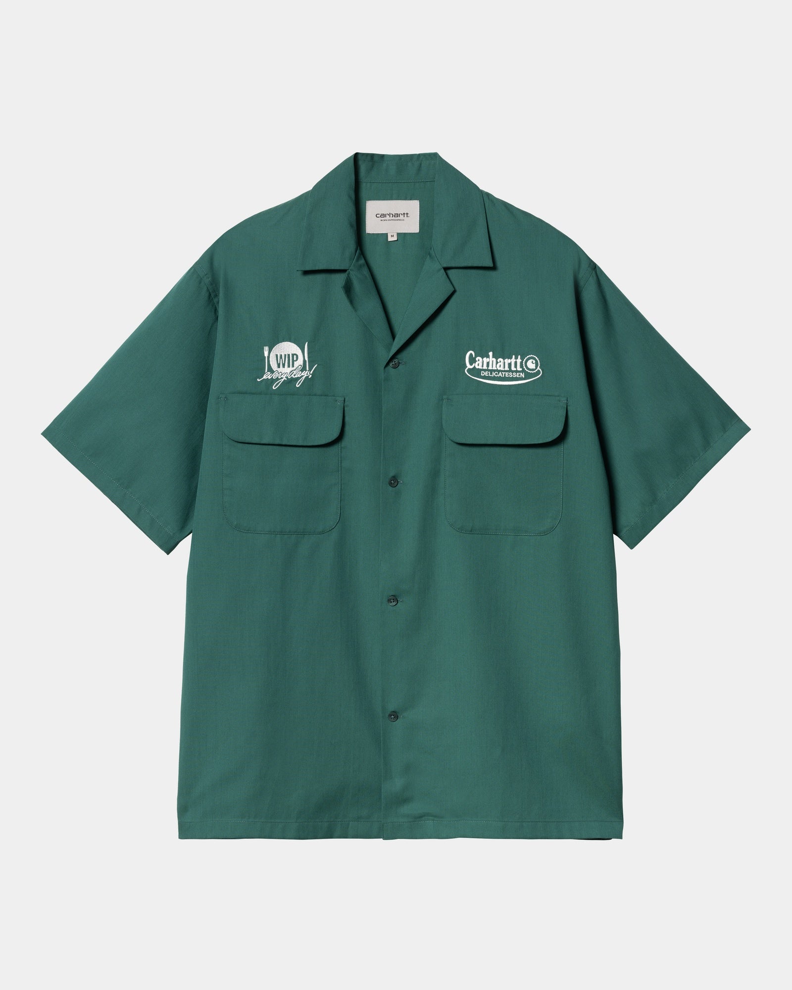 Premium Short Sleeve Deli Shirt for Men - Comfortable Cotton Blend Workwear (Rainforest Green/White) - Perfect for Restaurant Staff, Grocery Workers & Food Service Professionals