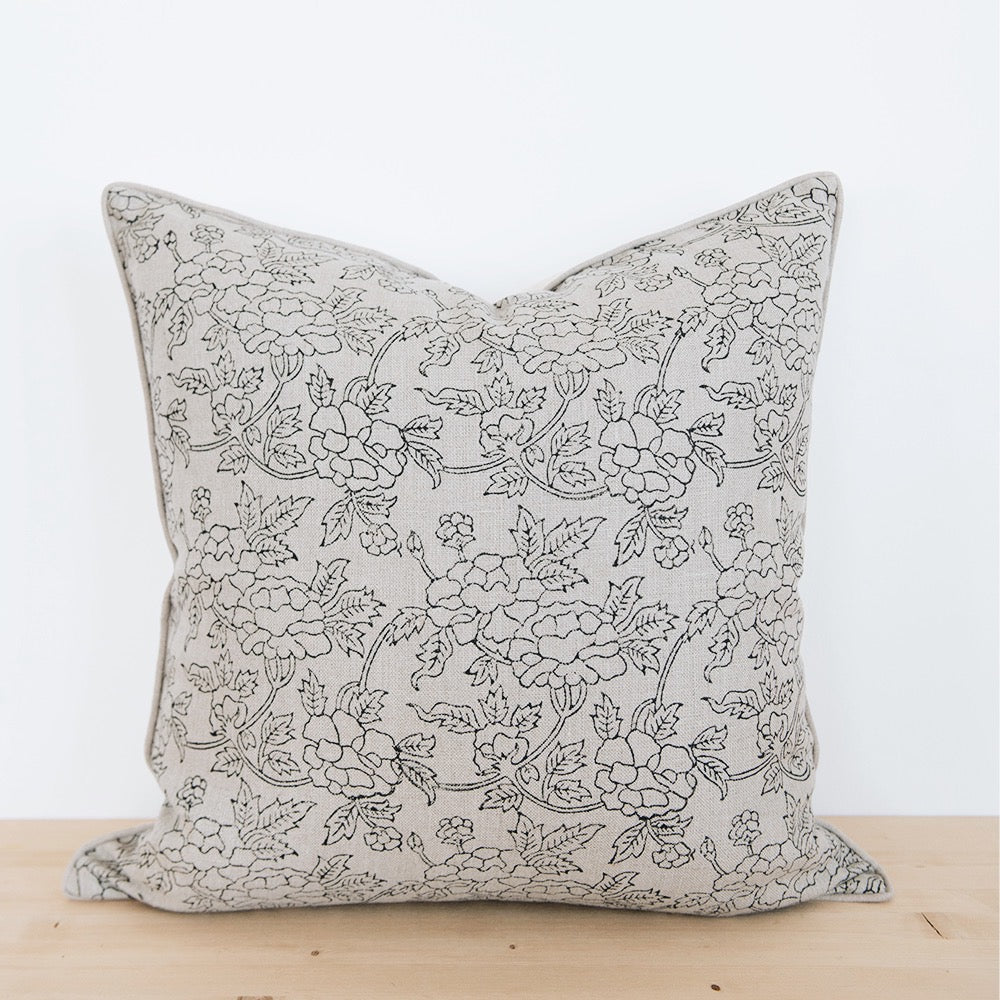 Handmade Linen Block Printed Pillow Cover No. 01210 - Bohemian Home Decor for Living Room, Bedroom & Sofa