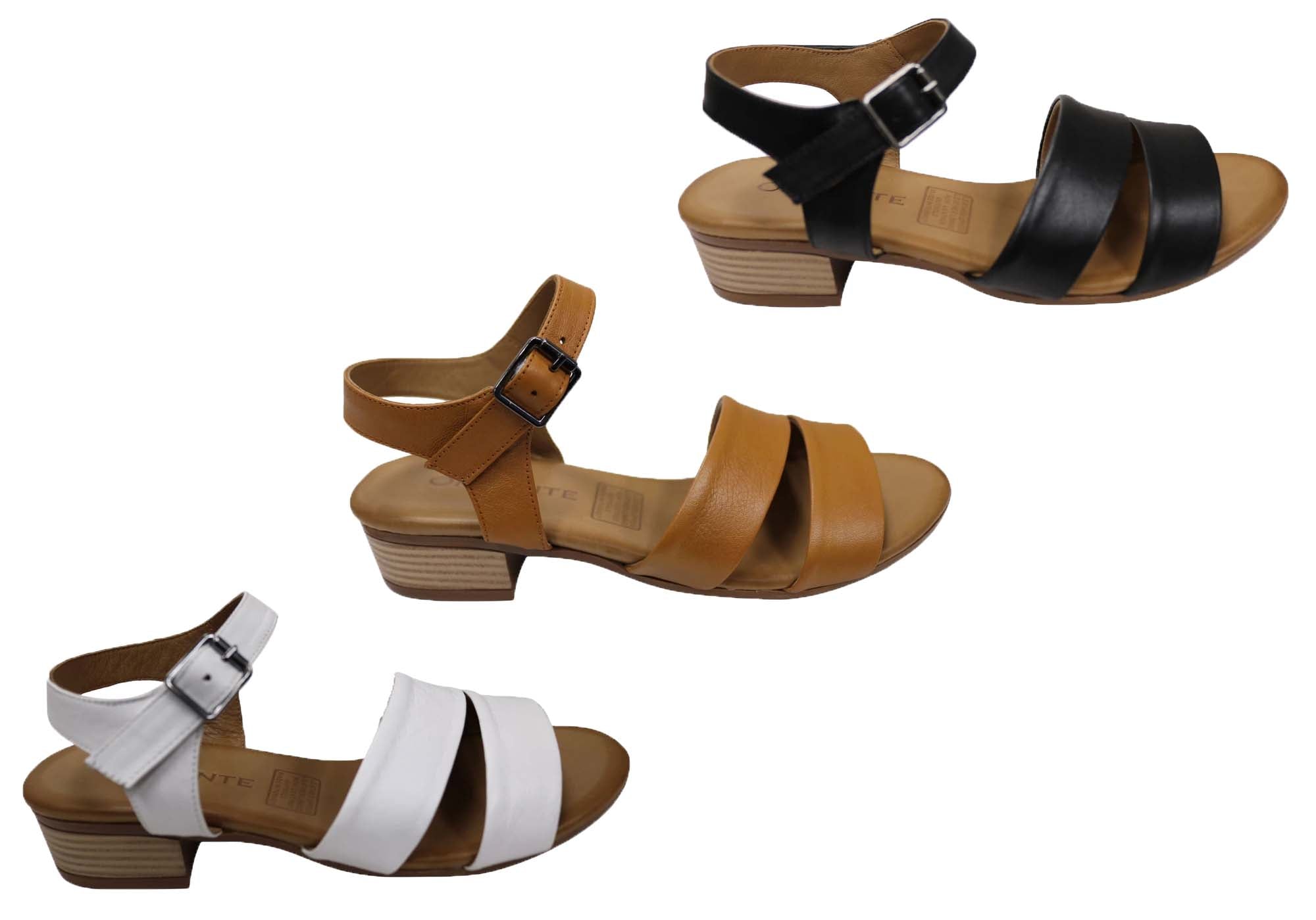 Orizonte Jojo Women's European Leather Low Heel Comfortable Sandals - Stylish Casual Walking Shoes for Summer Outings & Beach Vacations