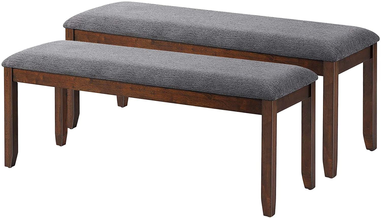 SAFSTAR Upholstered Ottoman Dining Table Bench with Rubber Wood Frame, 47.5 x 15.5 x 19.5 Inches, Wooden Bench for Dining Room, Living Room, Hallway, Bedroom, Perfect for Small Spaces and Cozy Corners (2)