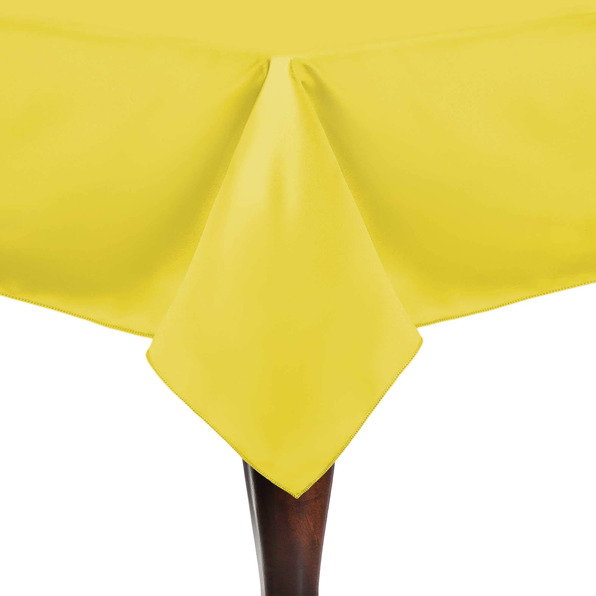 10 Pack Lemon Yellow Bridal Satin Tablecloth 84x84 Inch Square - Perfect for Weddings, Banquets, and Formal Events