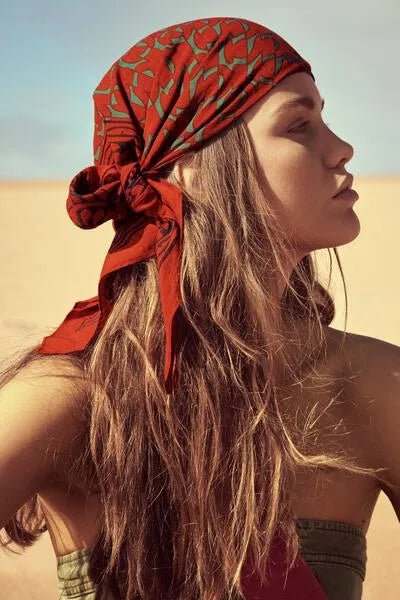 Stylish Block Print Bandana - Lightweight & Breathable Cotton Scarf for Women & Men - Perfect for Outdoor Activities, Fashion Accessories, and Travel