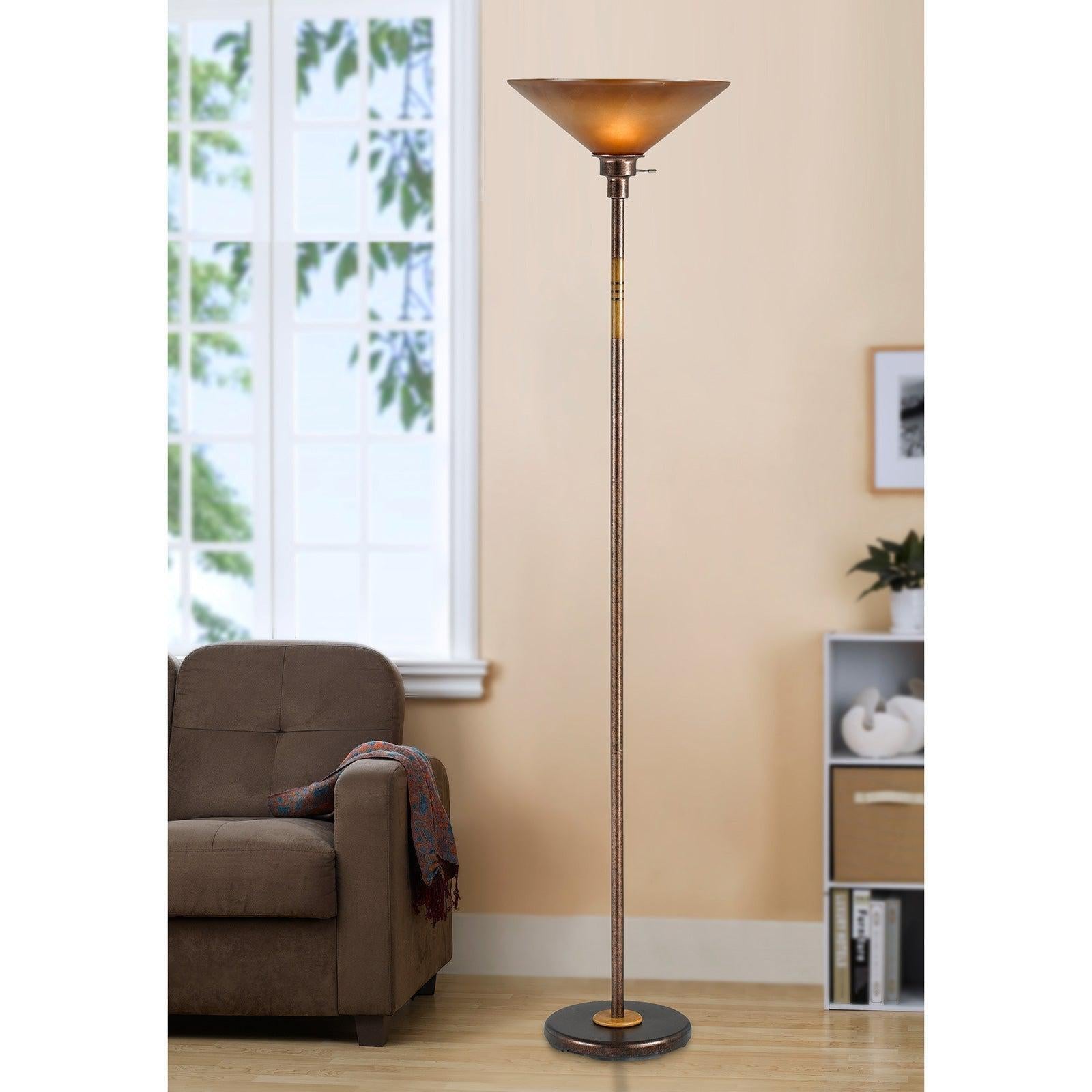 Cal Lighting 150W 3-Way Soho Metal Torchiere Floor Lamp - Modern Adjustable Brightness for Living Room, Bedroom & Office Lighting