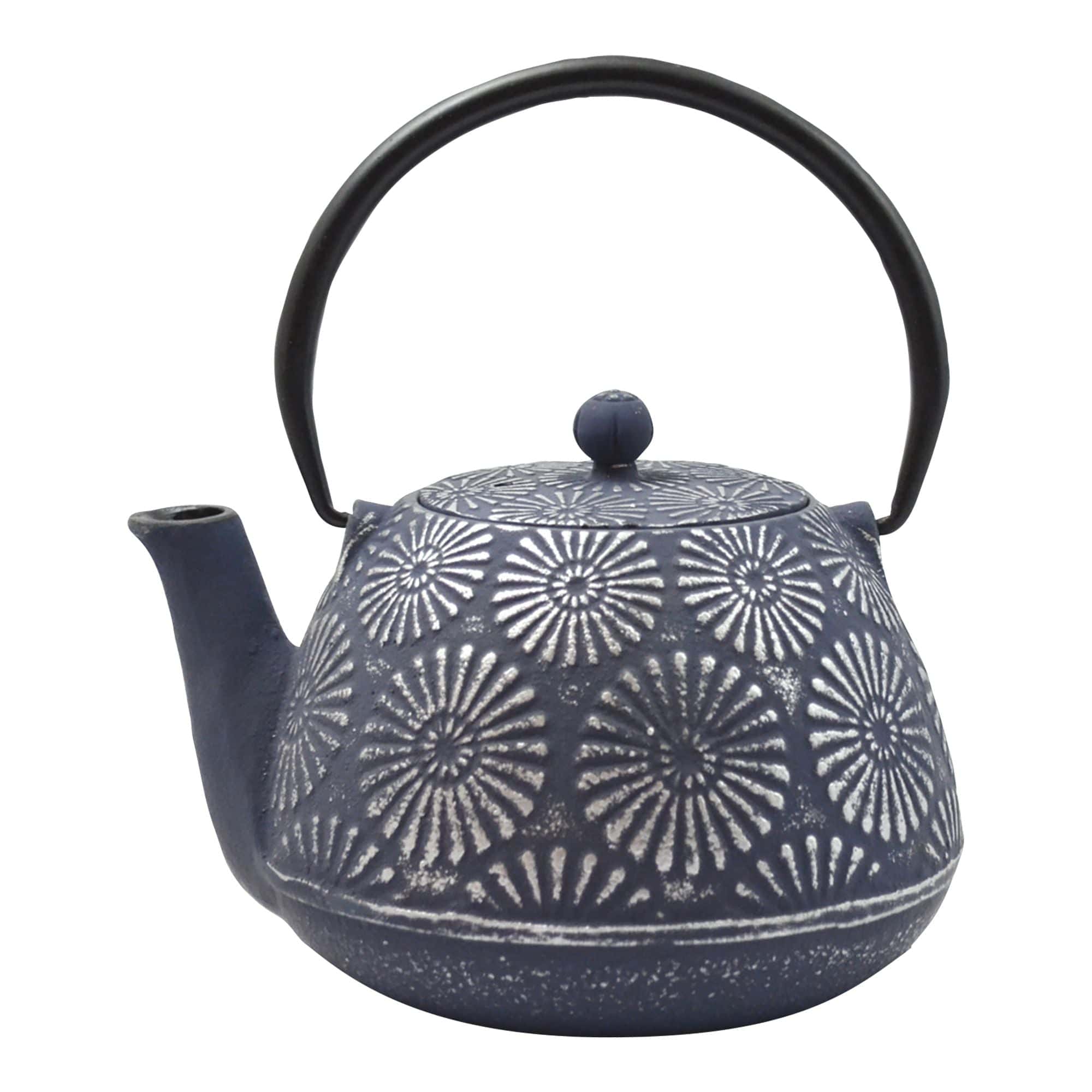 Hani Cast Iron Teapot 40 oz Japanese Tetsubin Teapot with Infuser - Blue & Silver Handcrafted Iron Tea Kettle for Loose Leaf Tea - Perfect for Home, Office & Tea Ceremonies