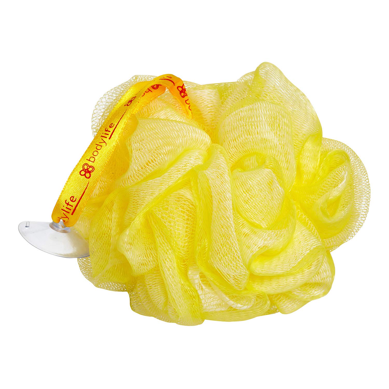Bodylife Exfoliating Bath & Shower Body Pouf - Dual-Sided Body Buffer & Scrubber for Smooth Skin (Yellow & White, 55g) | Perfect for Daily Exfoliation & Luxurious Spa Experience at Home