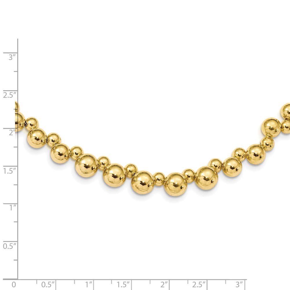 Sterling Silver Gold-Plated Beaded Chain Necklace with 2-inch Extension - Elegant Layering Jewelry for Women, Perfect for Everyday Wear & Special Occasions
