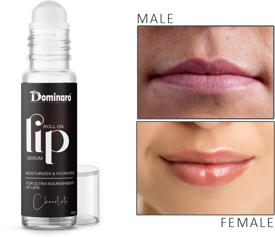 **Dominaro Chocolate Lip Serum Roll-On - Glossy & Shiny Lip Moisturizer with Nourishing Effect (Pack of 3, 30g) | Hydrating Lip Care for Dry, Chapped Lips - Perfect for Daily Use & Makeup Prep**