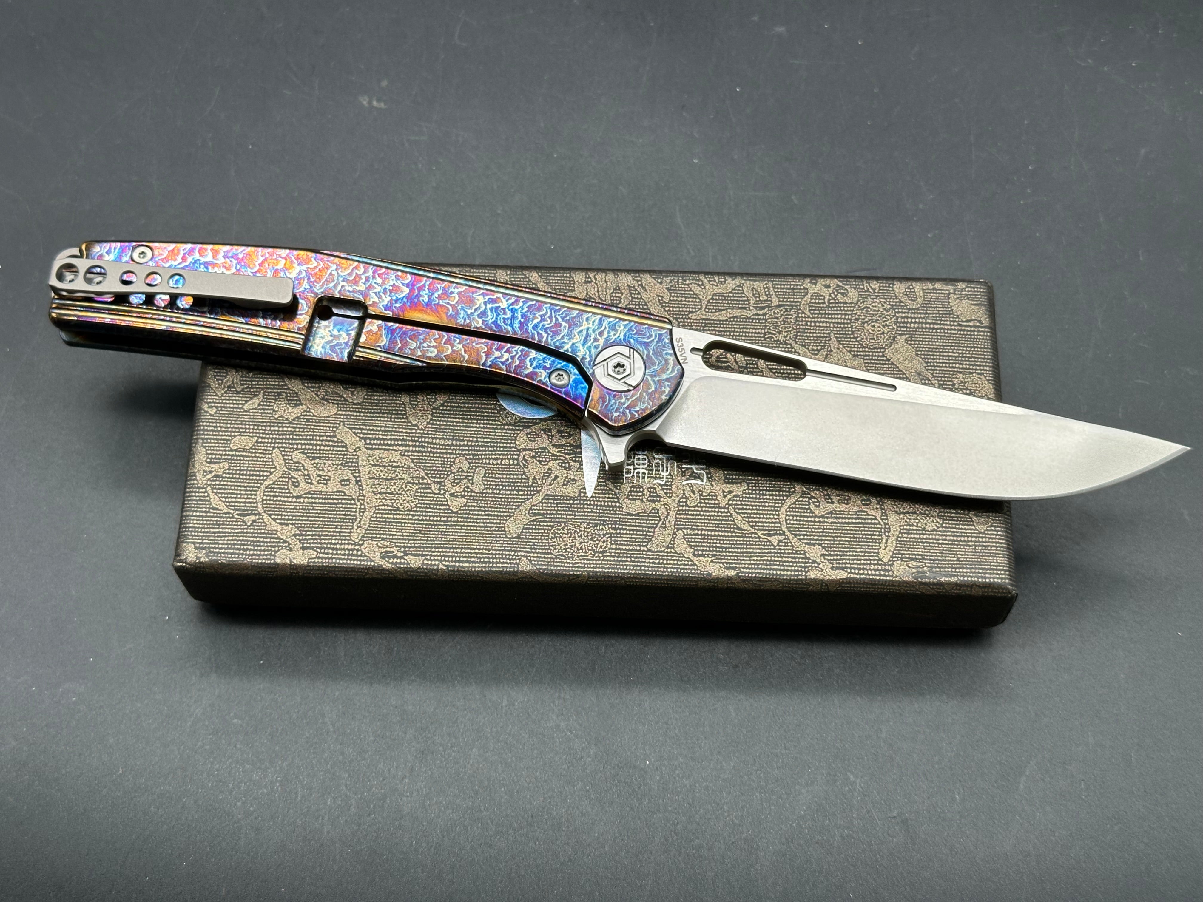 Premium CH 3538 Titanium Handle with S35VN Blade - High-Performance Folding Knife for Outdoor Adventures, Camping & EDC