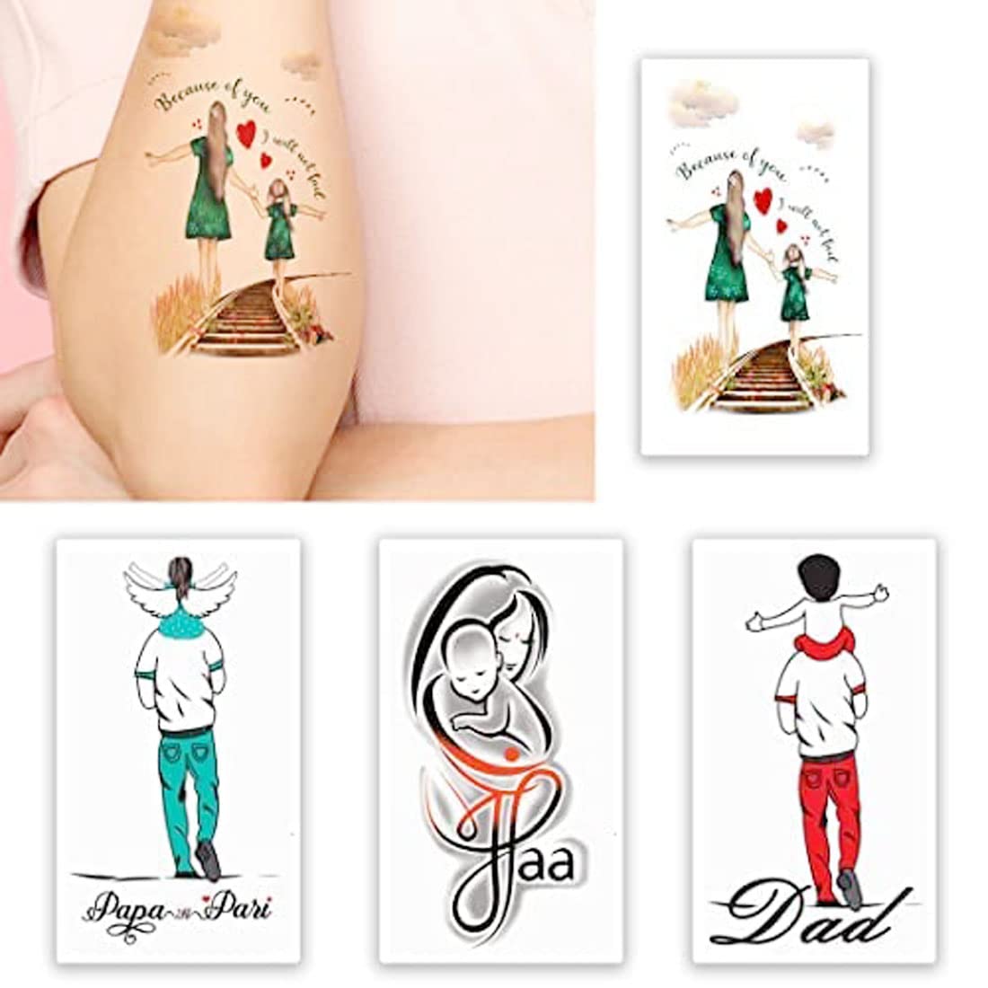 Waterproof Temporary Tattoo Pack of 4 - Mom & Dad Tattoo Combo for Couples, Family Bonding | Perfect for Weddings, Anniversaries & Special Events
