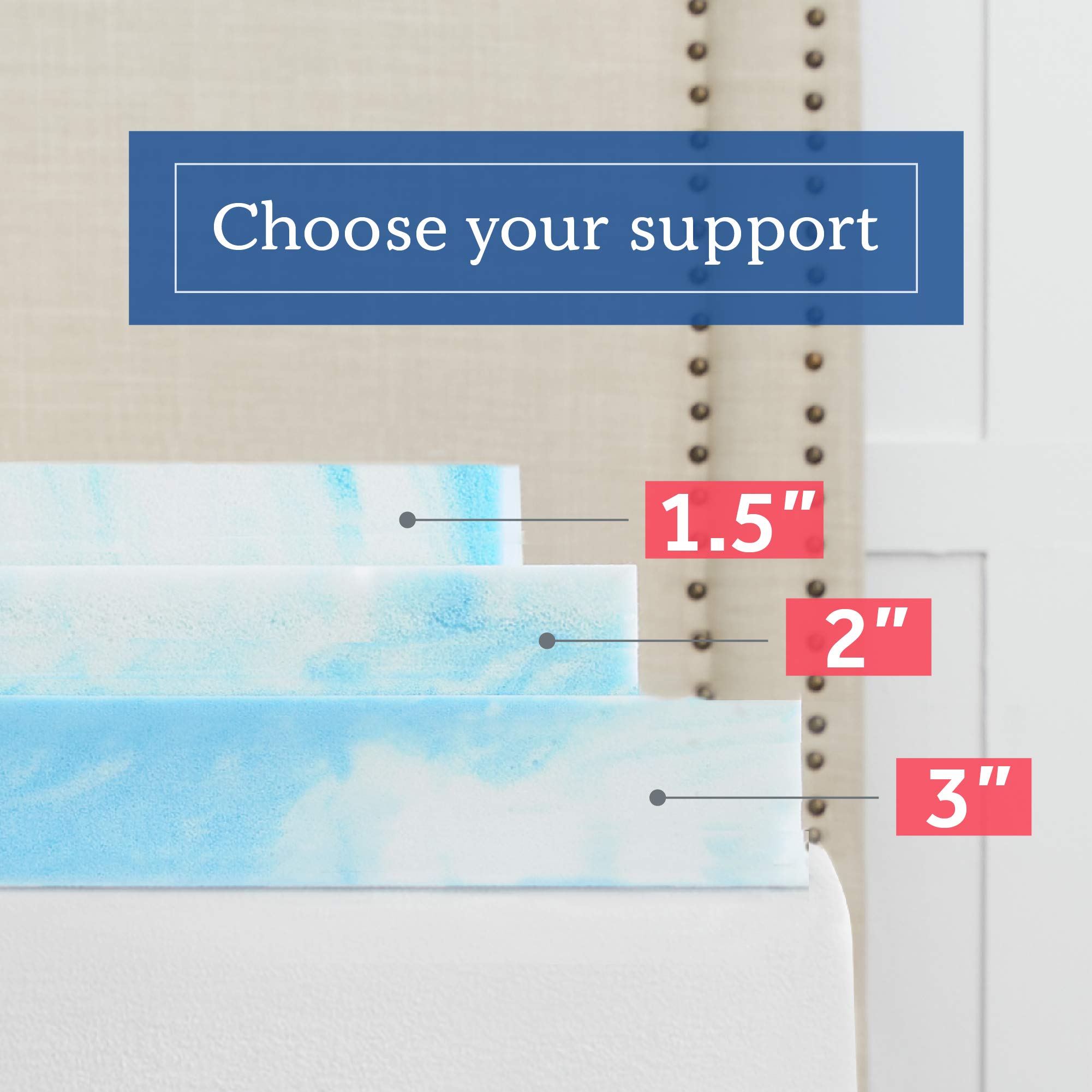 SealyChill Gel Memory Foam Mattress Topper 1.5 Inch - Cooling Full Size Mattress Pad for Pressure Relief & Pain Relief - Breathable White Bed Topper for Hot Sleepers & Side Sleepers