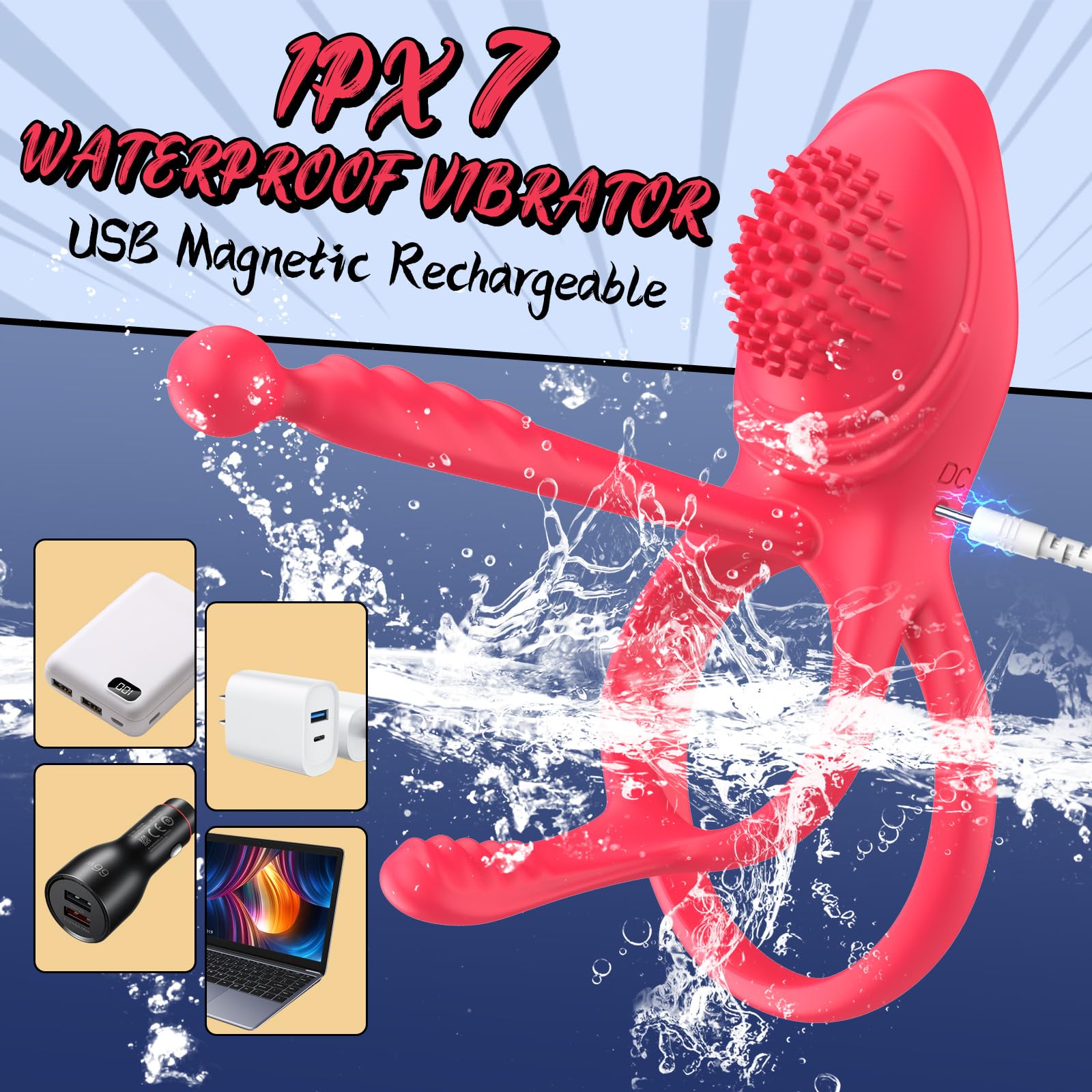 **10-Speed Vibrating Cock Ring for Couples - Male Erection Enhancer & G-Spot/Clitoral Stimulator - Waterproof Adult Sex Toy for Enhanced Pleasure - Perfect Couples Gift for Romantic Nights & Spicing Up Your Sex Life (Red)**