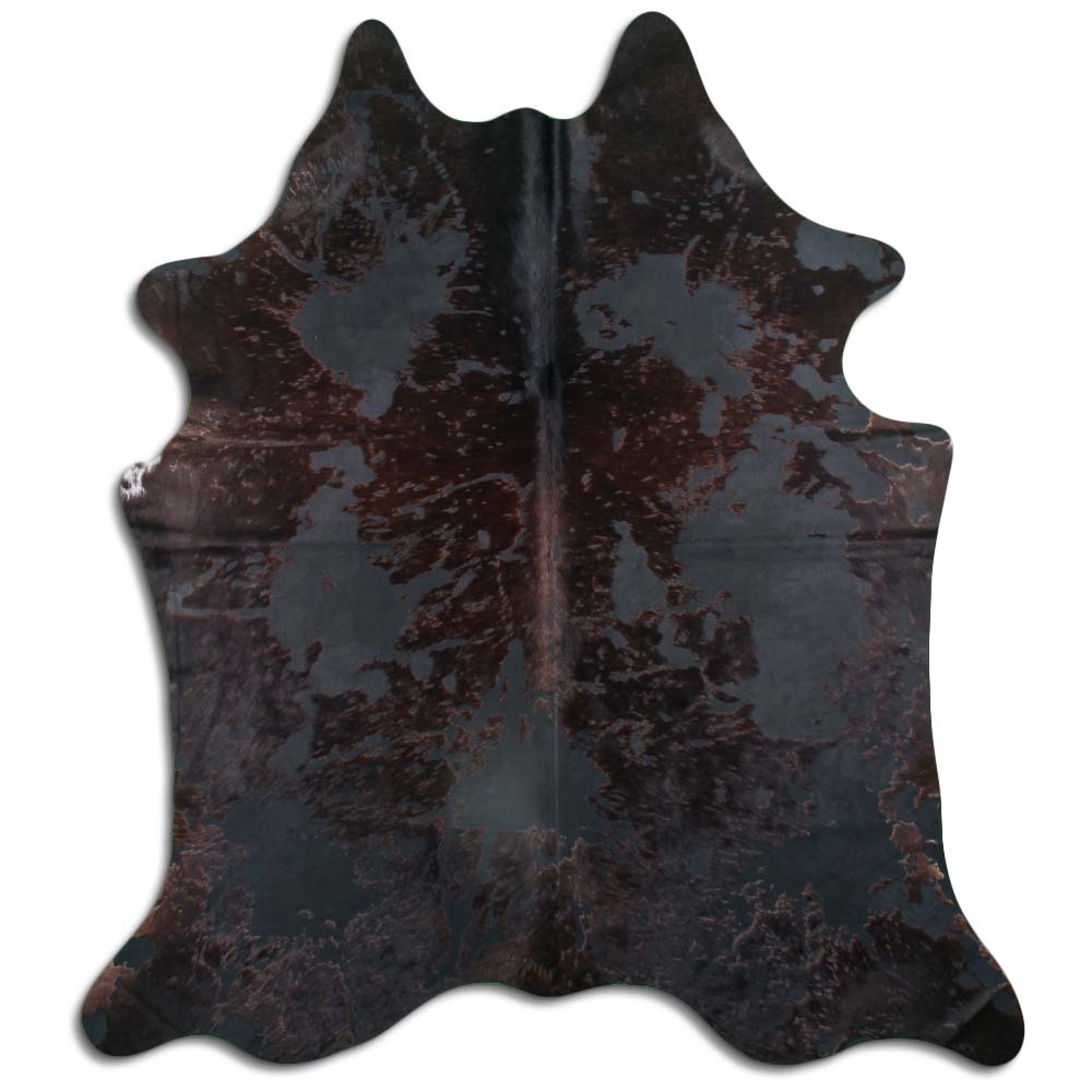 Distressed Black Hair-On Cowhide Rug - Stylish & Durable for Living Room, Bedroom, or Office Decor