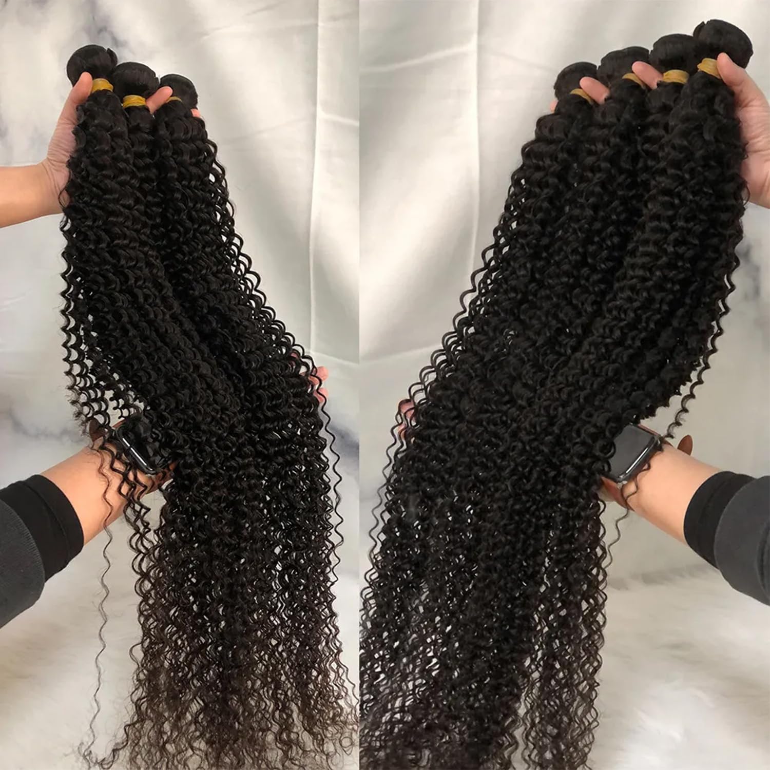 JARAMA 100% Brazilian Kinky Curly Human Hair Bundles - 22 24 26 Inch Virgin Hair Weave 3 Bundles Deal (12A Unprocessed) for Natural Black Women - Perfect for Protective Styles, Wig Making & Everyday Wear