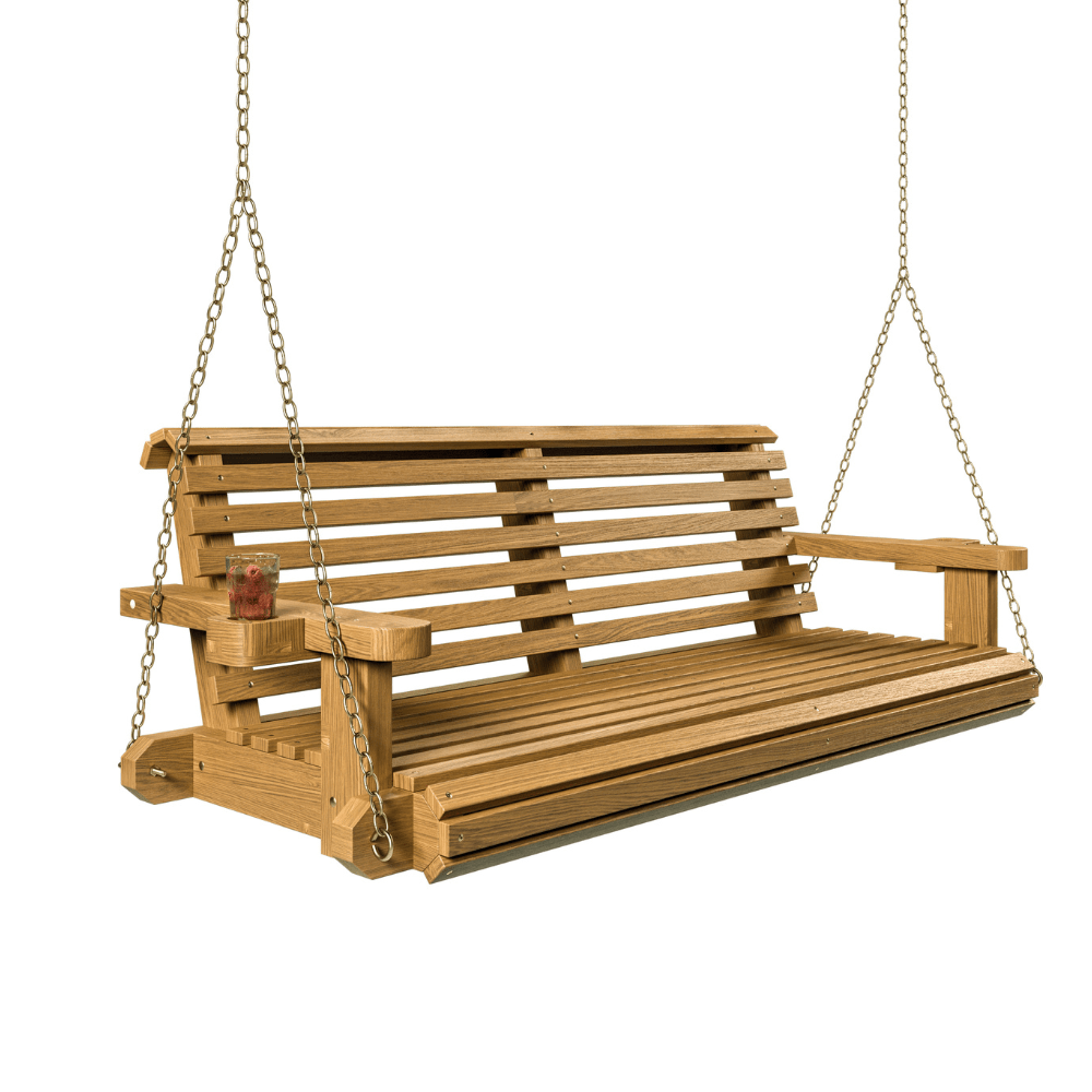 Amish Heavy Duty 700 lb Capacity Roll Comfort Treated Porch Swing - Perfect for Outdoor Patio, Garden, and Backyard Relaxation