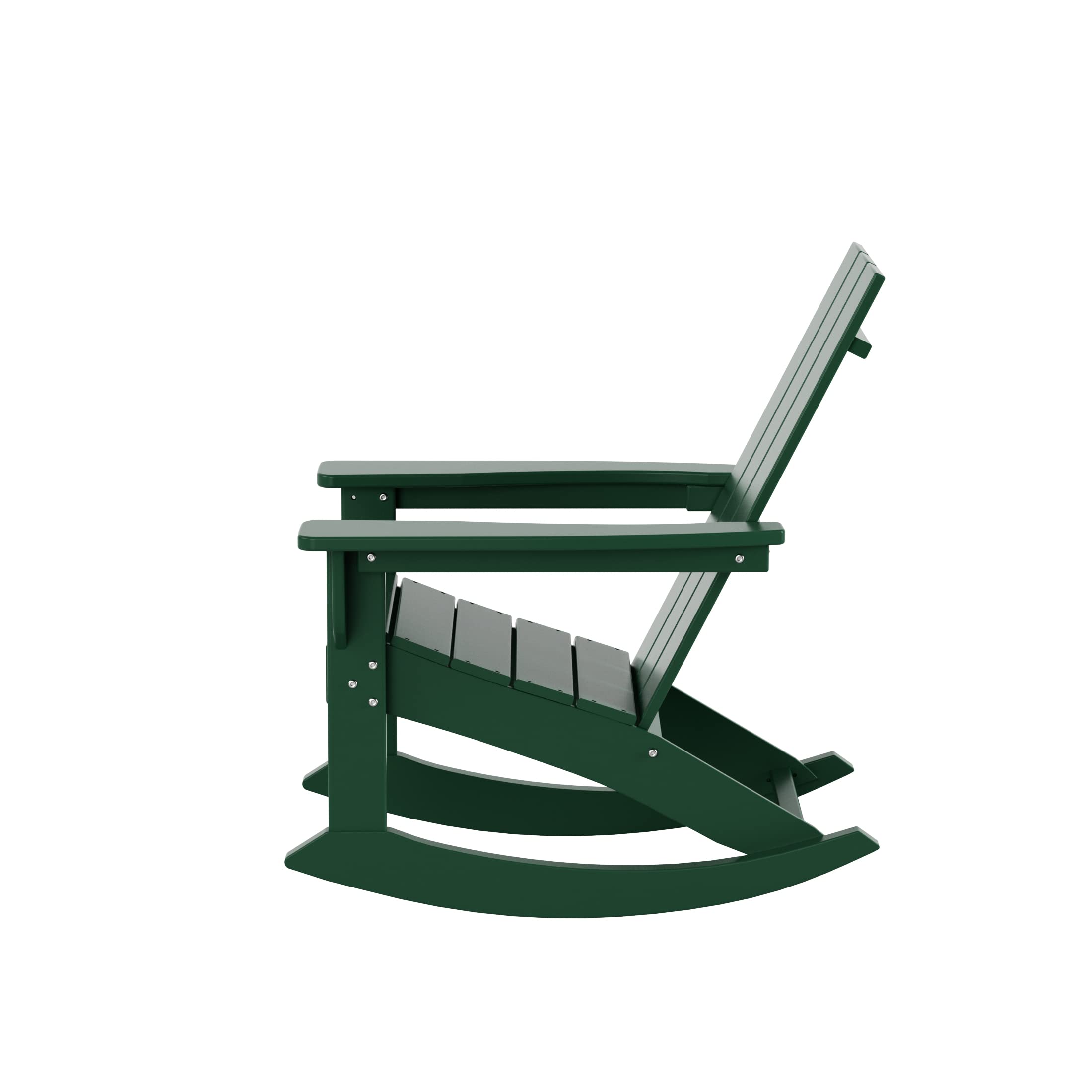 WO Home Furniture 4-Piece Patio Rocking Chair Set - Modern Outdoor HDPE UV-Resistant Rocking Chairs (Dark Green) for Backyard, Garden & Poolside Relaxation