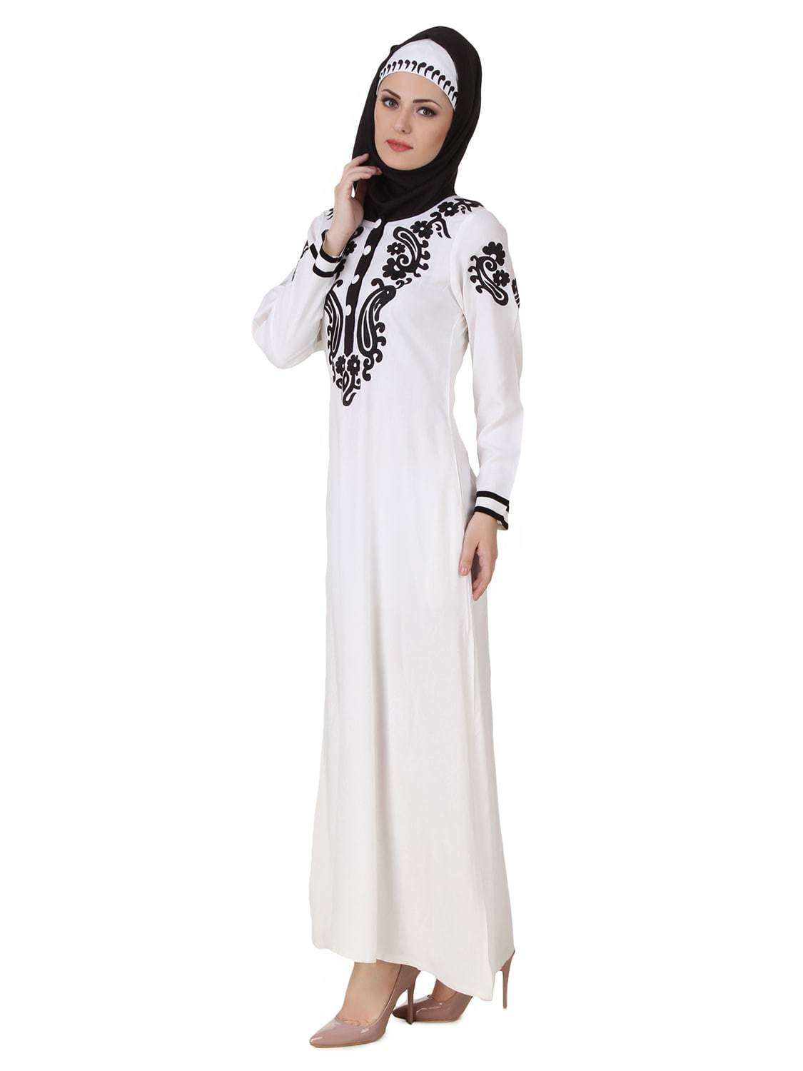Elegant White Abaya Dress for Women - Modest Islamic Prayer Gown - Perfect for Mosque, Eid, and Special Occasions