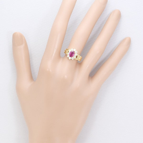 18K Yellow Gold Ruby and Diamond Ring for Women - Elegant Vintage Style Engagement, Wedding, Anniversary Gift - Perfect for Special Occasions and Evening Events