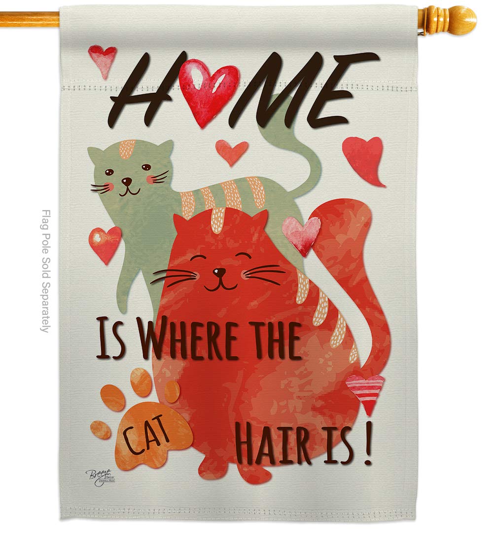 Breeze Decor Furry Cat Nature Vertical House Flag 28x40 Inches - Printed in USA - Perfect for Front Yard, Garden, and Outdoor Decor