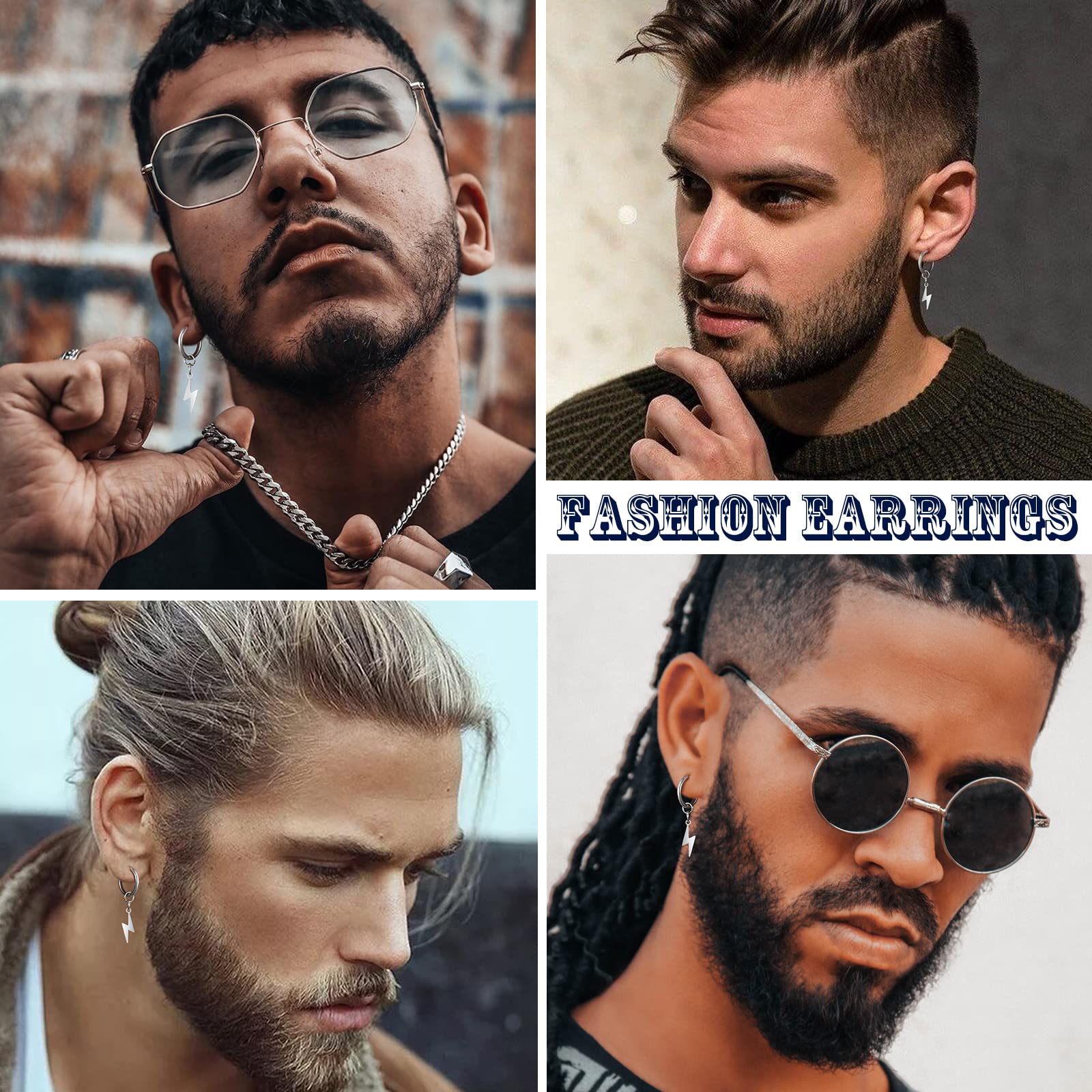 Unisex Lightning Bolt Clip-On Earrings | Stainless Steel Non-Piercing Dangle Earrings for Men & Women - Perfect for Parties, Cosplay & Everyday Fashion