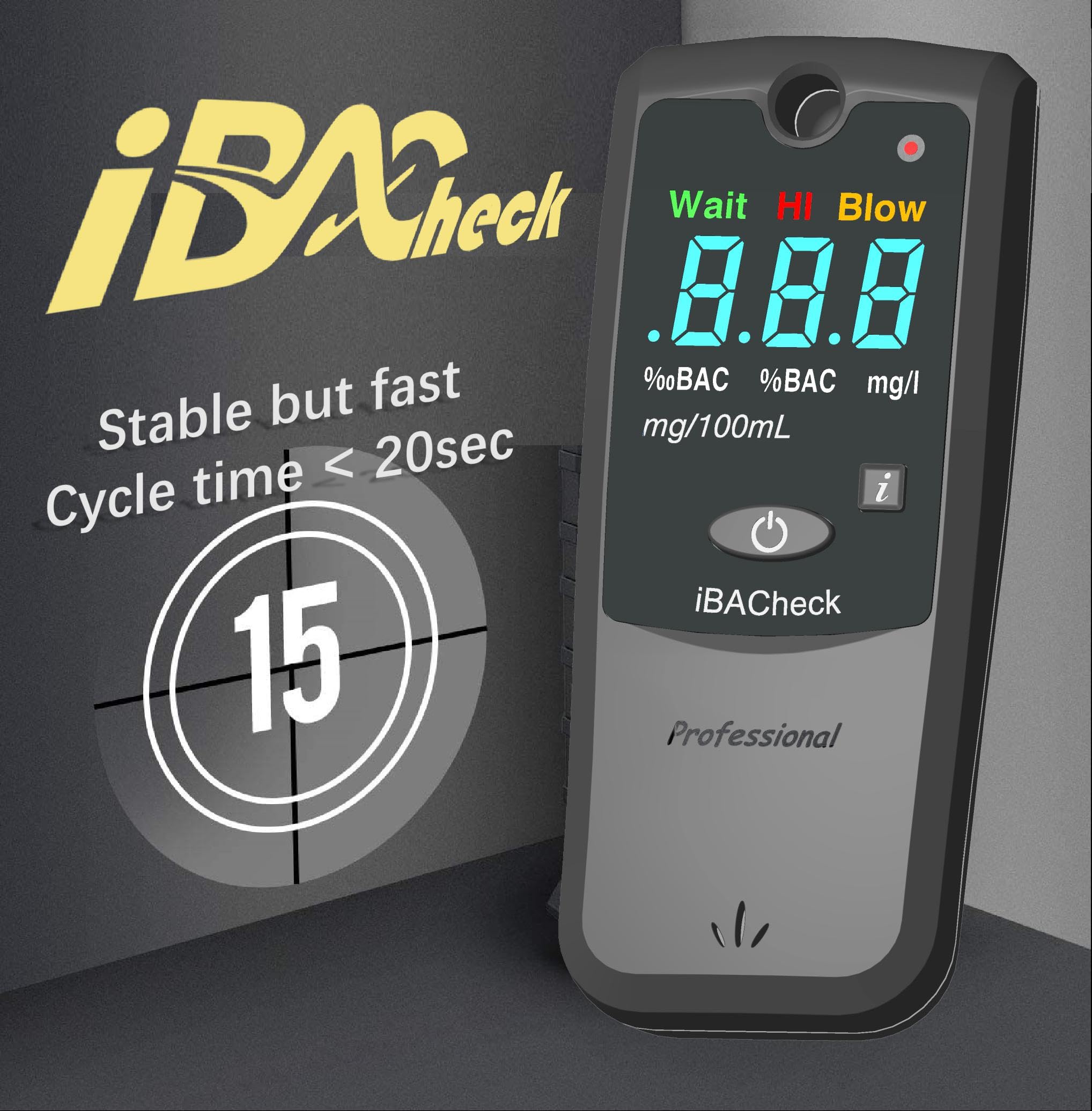 Professional Breathalyzer with 10 Memory Storage & LED Display - Night Use Visibility, 350 Tests with Alkaline Batteries | Perfect for Personal Alcohol Monitoring, Workplace Safety, and Responsible Driving Checks
