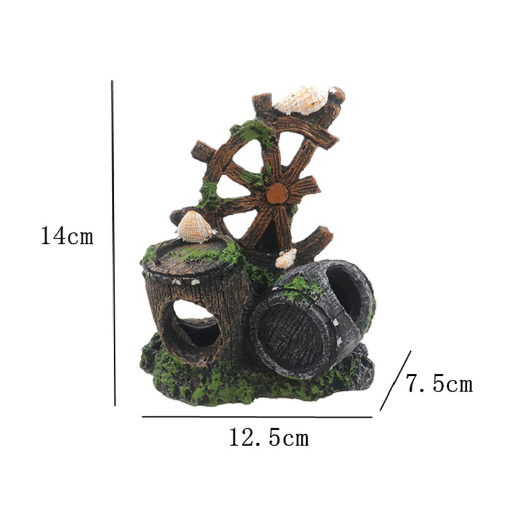 Balacoo Resin Aquarium Decor - Wind Wheel Fish Tank Habitat Prop for Freshwater & Saltwater Tanks | Perfect for Betta Fish, Goldfish, Tropical Fish | Enhances Underwater Scenery in Home/Office Aquariums