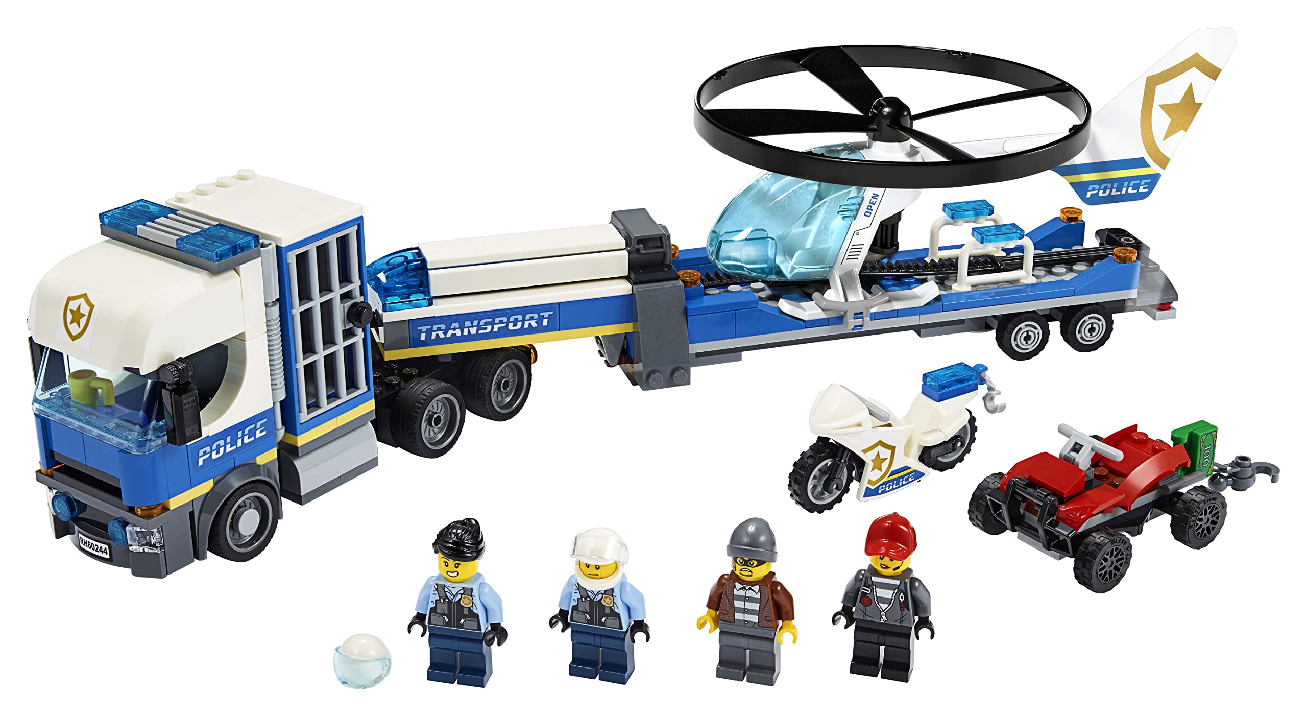 LEGO City Police Helicopter Transport 60244 Building Toy Set for Kids, Police Chase Playset with Minifigures & Accessories – Perfect for Creative Play & Gift Giving