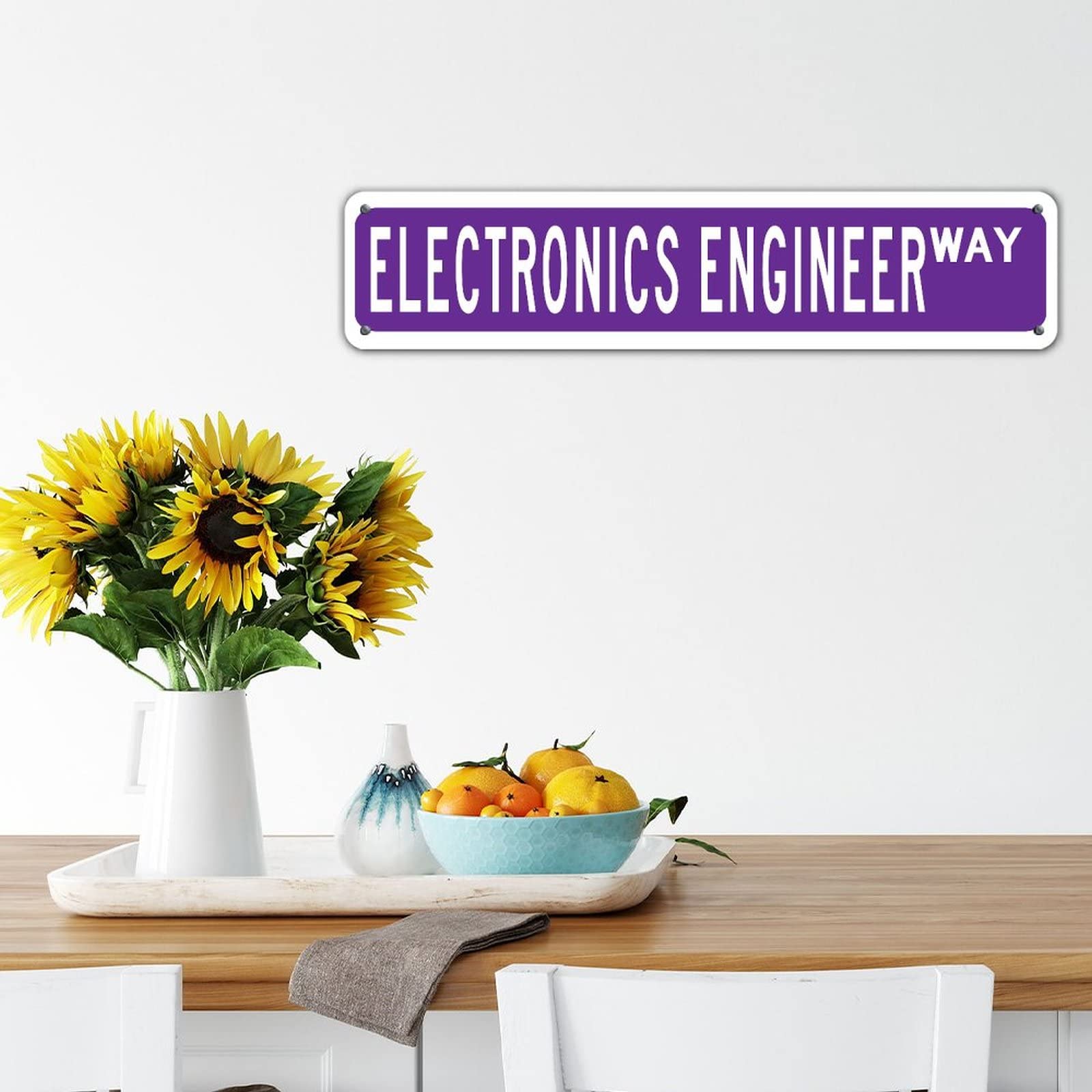 Personalized Purple Farmhouse Aluminum Wall Sign - Weather-Resistant 4x18 Inch Office Decor for Garage, Yard, Garden & Restaurants - Ready to Hang Engineer-Themed Street Sign - Perfect for Home & Business Use