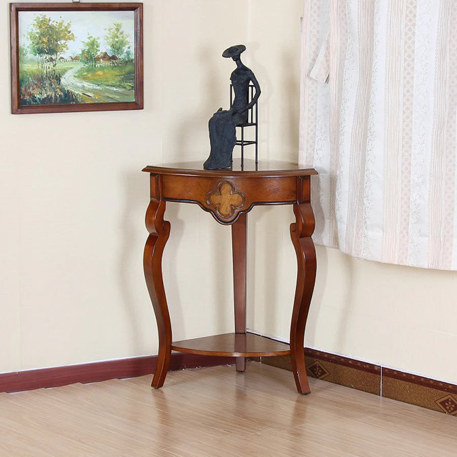 Solid Wood Corner Table with Cherry Finish - Rustic Home Decor for Living Room, Bedroom, or Office by All Things Cedar