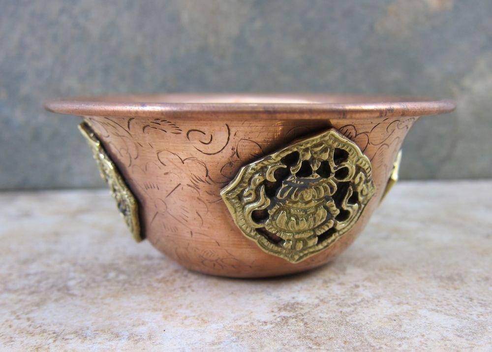 3 1/2 Inch Copper Medallion Offering Bowls - Handcrafted Spiritual Altar Bowls for Rituals, Prayer & Meditation | Perfect for Home Altar, Yoga Studio & Sacred Ceremonies