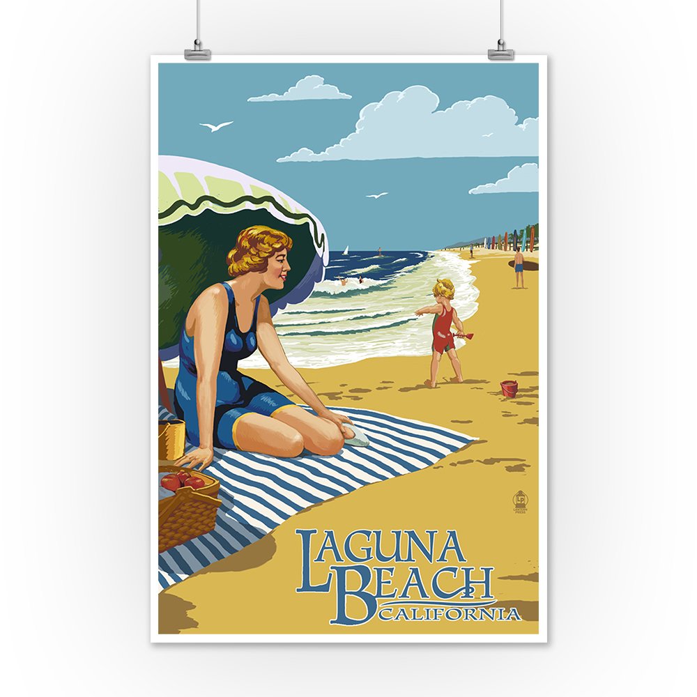Laguna Beach California Art Print - 12x18 Travel Poster Wall Decor for Living Room, Office & Coastal Home Design